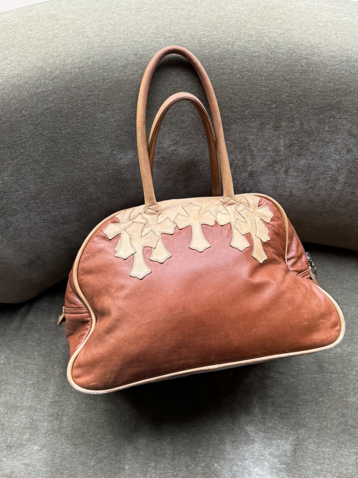 Pre-owned Chrome Hearts Vintage  Brown Leather Bowling Bag