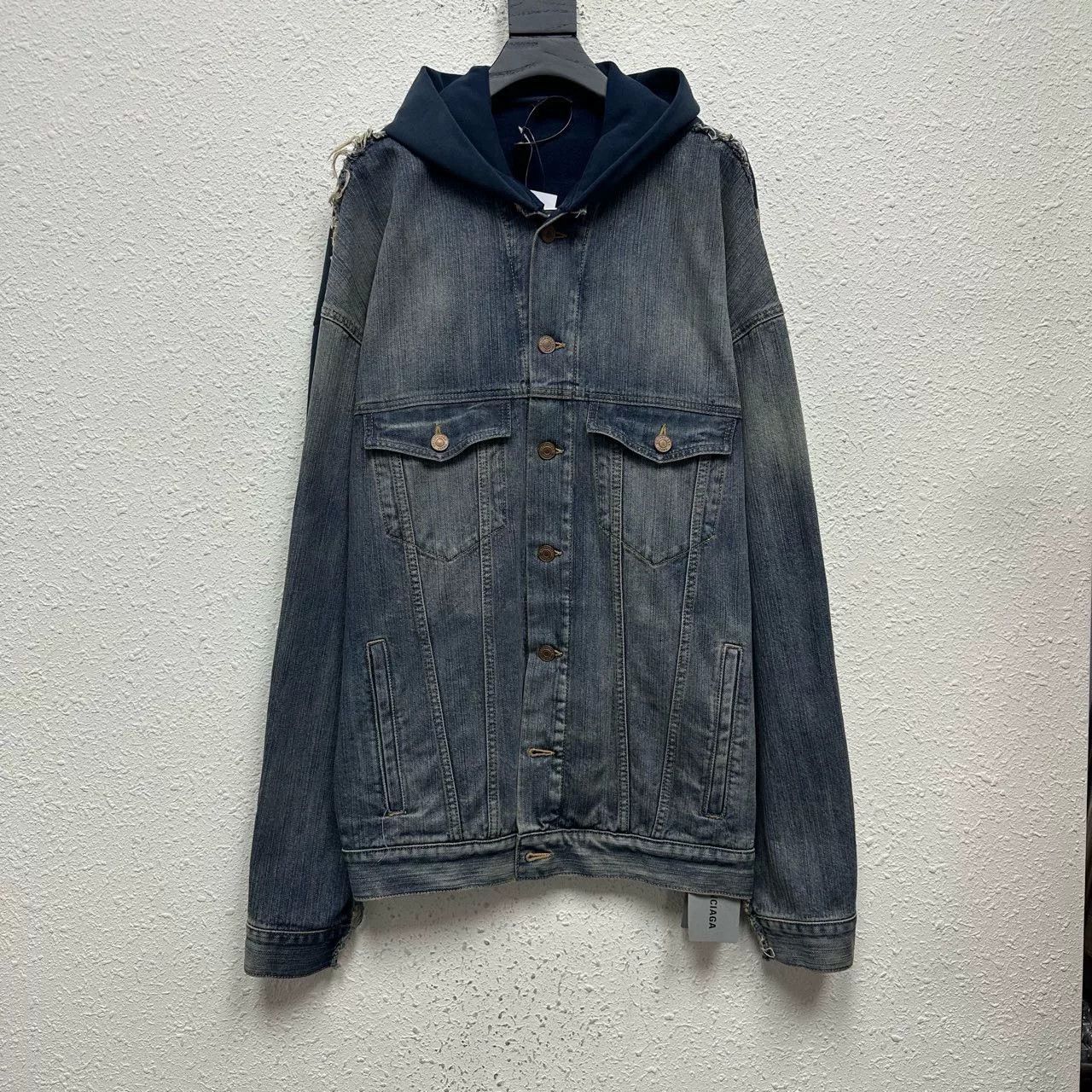 Balenciaga balenciaga denim hoodie jacket with mock layer Size US XS / EU 42 / 0 - 1 Thumbnail