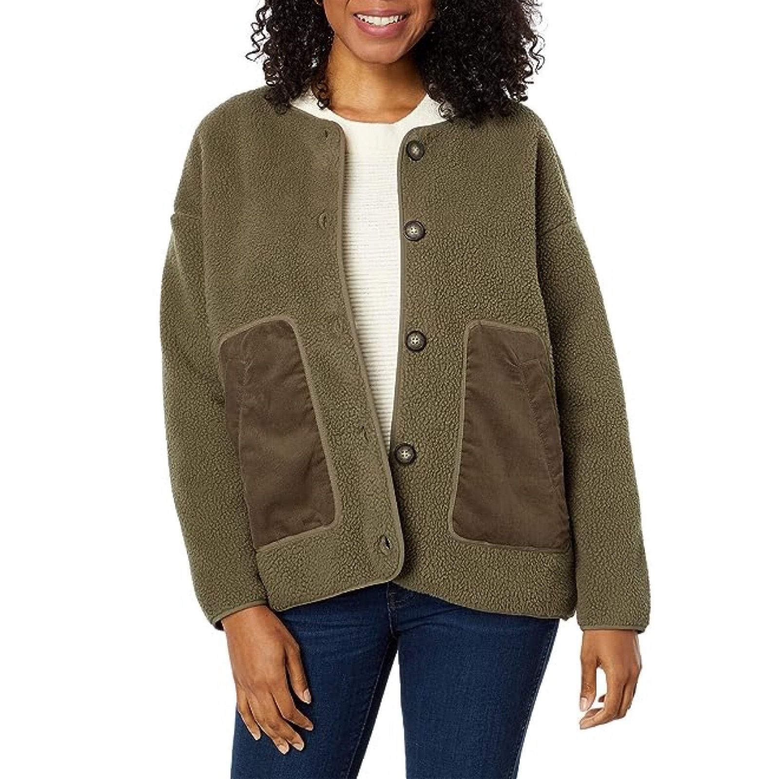 NEW Madewell Reversible Sherpa Puffer Jacket good in Colorblock, M