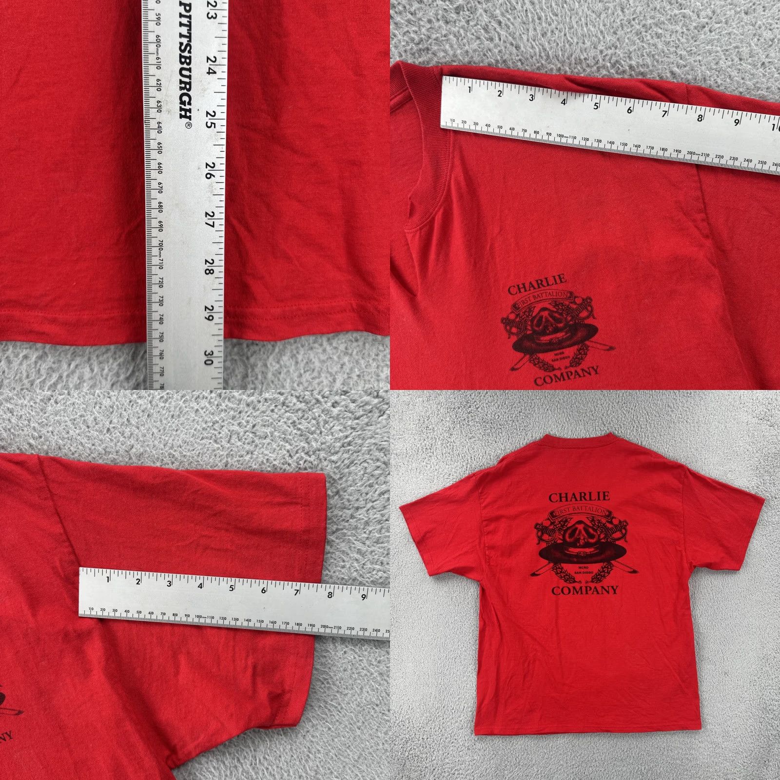 Port & Company VINTAGE Port & Company Shirt Mens XL Red 90s Military Charlie Company First Battalion San Diego Size US XL / EU 56 / 4 - 9 Thumbnail