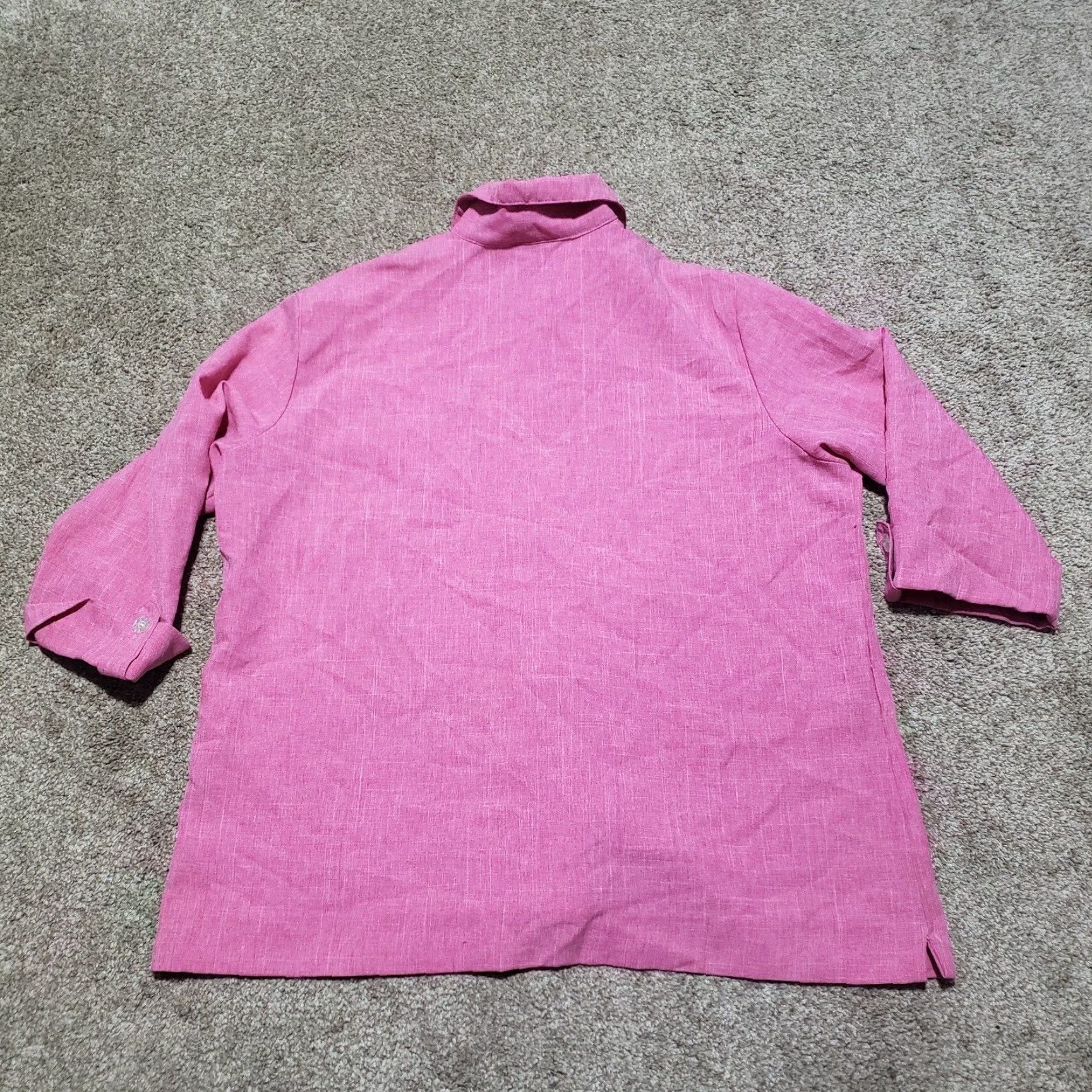 Pinko Nikki Shirt Women's Adult Size 14 Pink Floral Button-Up Dressy Formal Collared Short Sleeve Modern Flower 14 Womens Size XL / US 12-14 / IT 48-50 - 8 Thumbnail