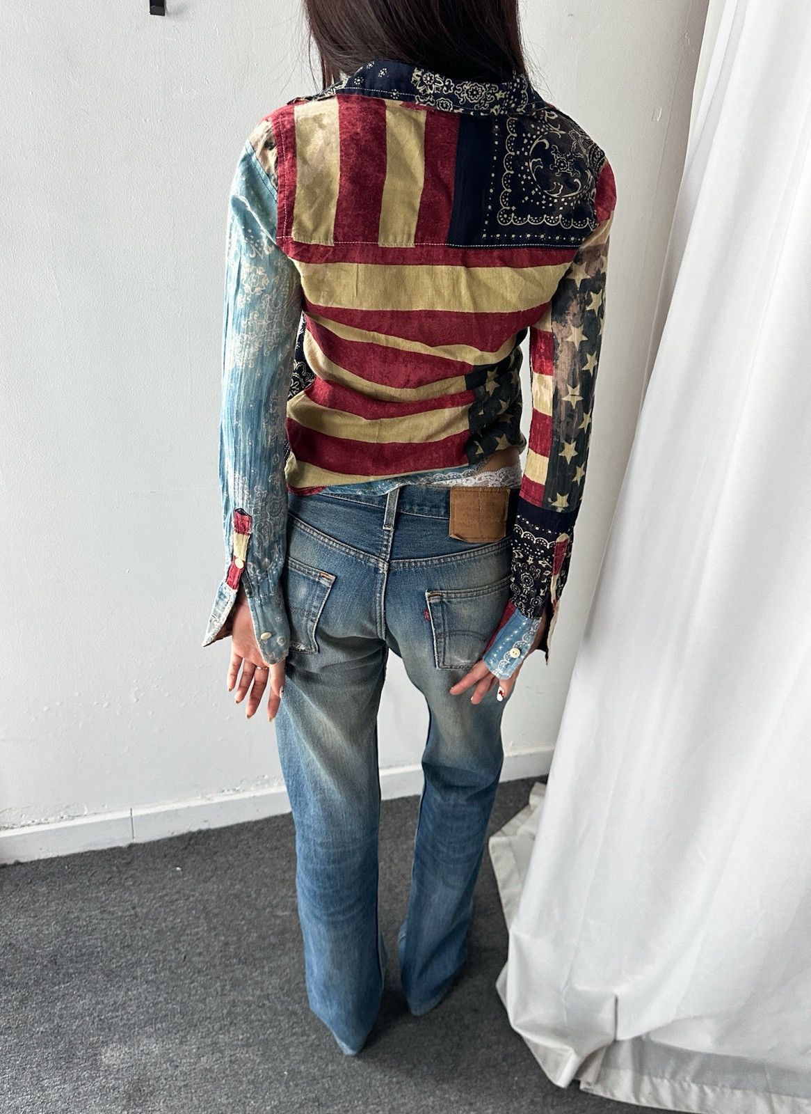 Denim & Supply Ralph Lauren RLR Denim Supply Military American Flag Patchwork Shirt Size XS / US 0-2 / IT 36-38 - 4 Thumbnail