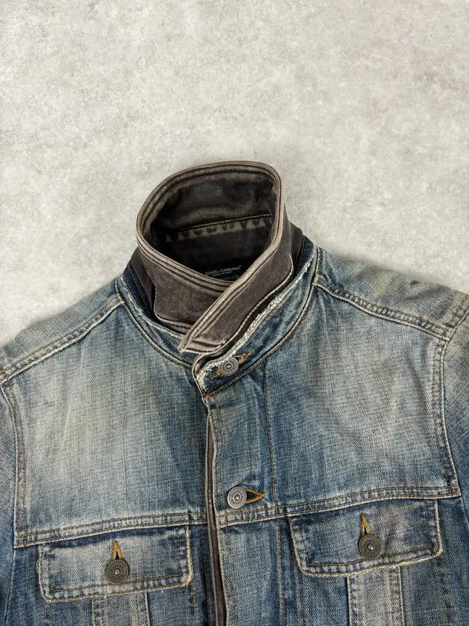 Dolce & Gabbana AW2003 Dolce & Gabbana Layered Leather & Faded Denim Jacket Size US M / EU 48-50 / 2 - 8 Thumbnail