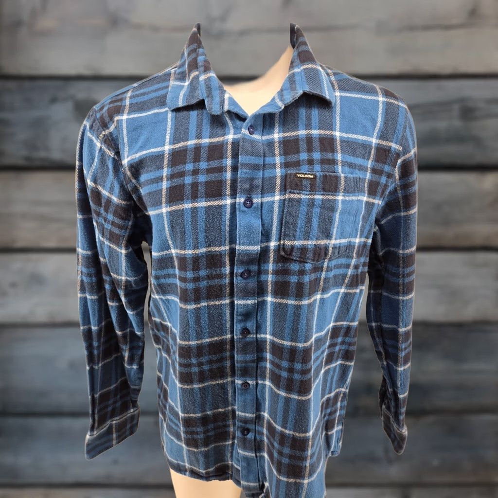 Volcom Volcom Shirt Plaid Blue Long Sleeve Button Closure Chest Pockets Mens L Regular Size Large Cotton Blend Vintage No Size US L / EU 52-54 / 3 - 1 Thumbnail