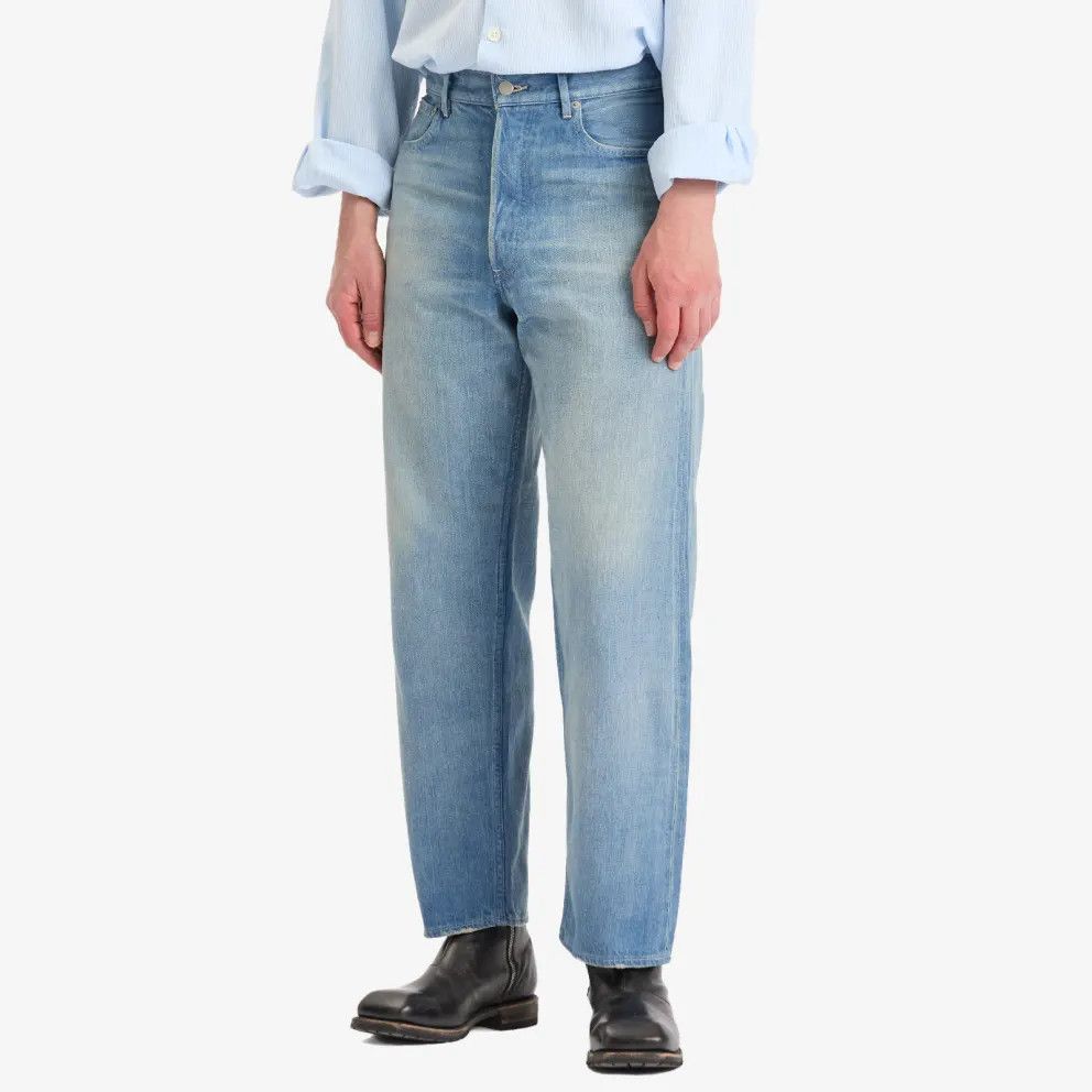 Auralee Selvedge Faded Light Denim Wide Pants Light Indigo Size US 33 - 3 Thumbnail