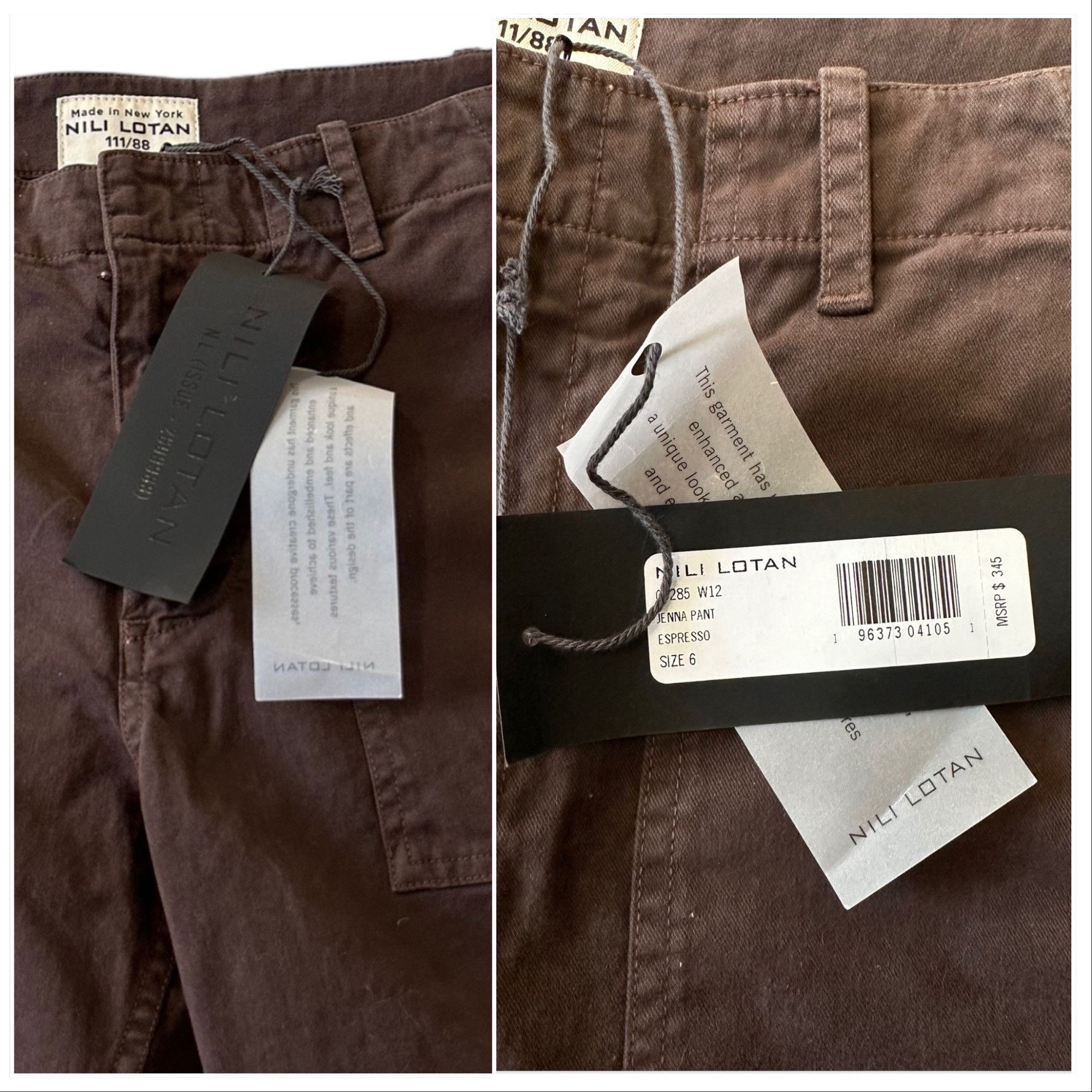 Nili Lotan Nili Lotan Jenna Cropped Raw-Edge Pants, Size 6, Brown Espre Size 28" / US 6 / IT 42 - 10 Thumbnail
