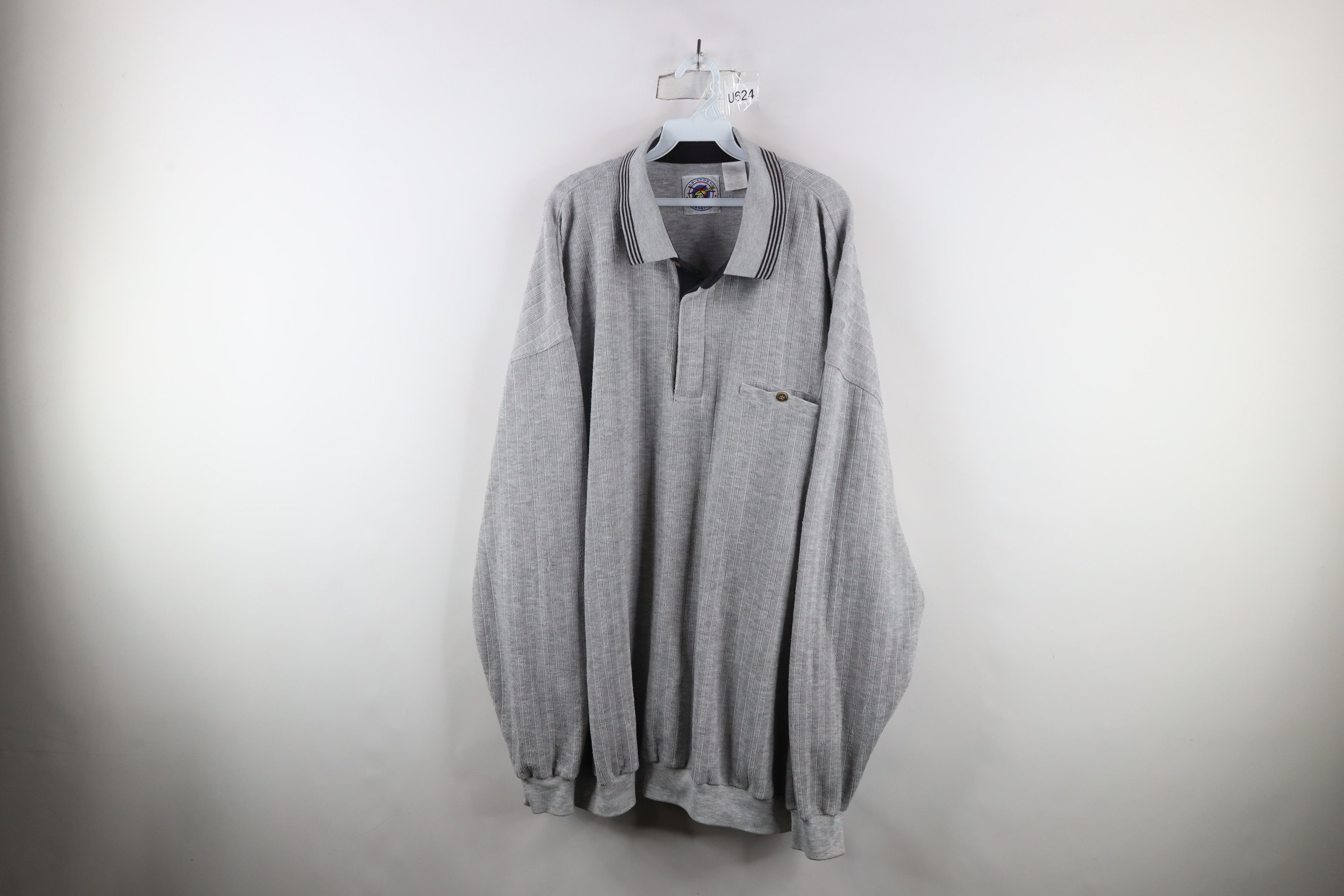Vintage Vintage 90s Streetwear Knit Collared Pullover Polo Gray Size US XXL / EU 58 / 5 - 1 Thumbnail