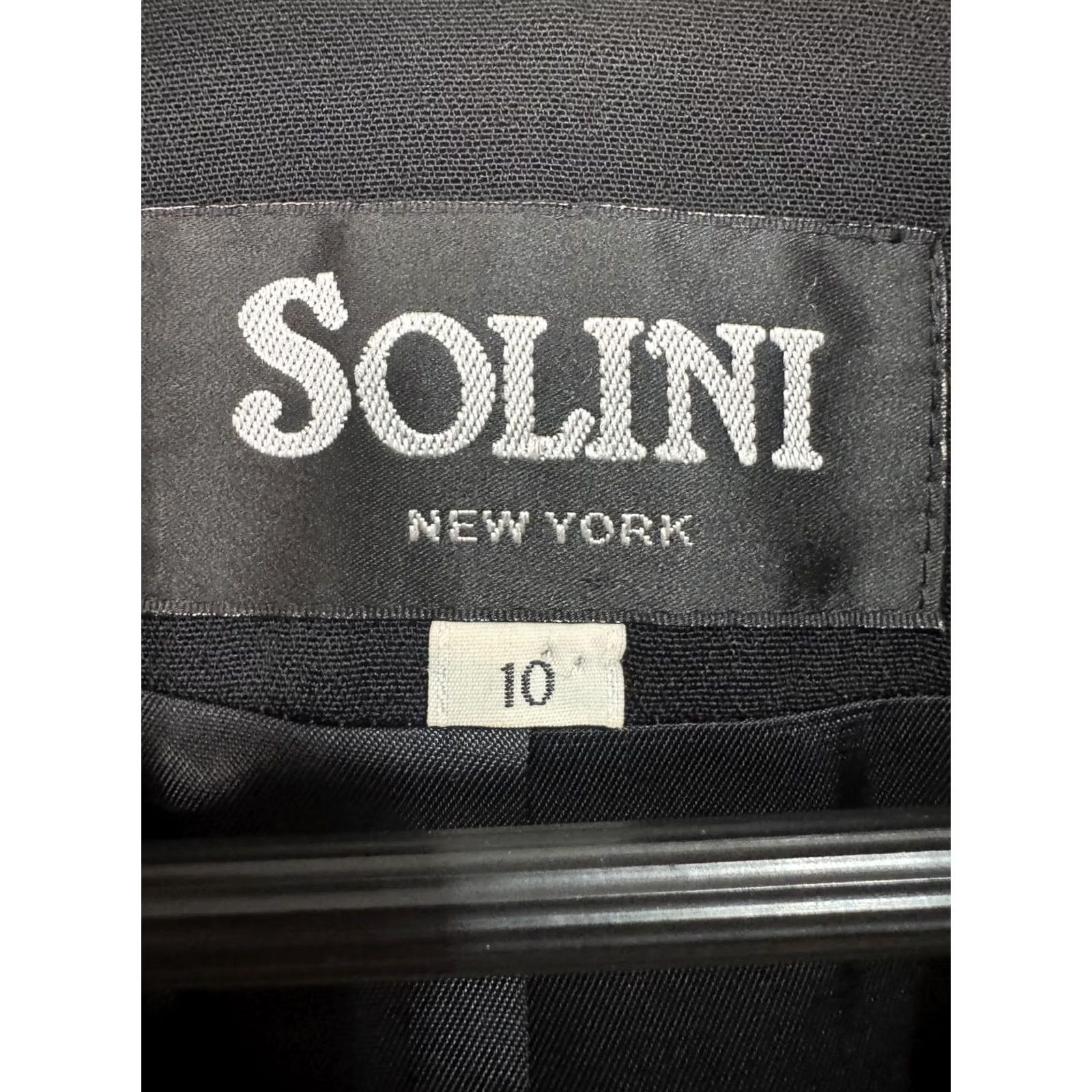 Vintage VINTAGE Solini Blazer Women’s Black Gold Size 10 Solid Long Sleeve Mid-Length Button Regular 100% Cotton Cotton Rhinestone Accent Formal Jacket Coat Size L / US 10 / IT 46 - 3 Thumbnail