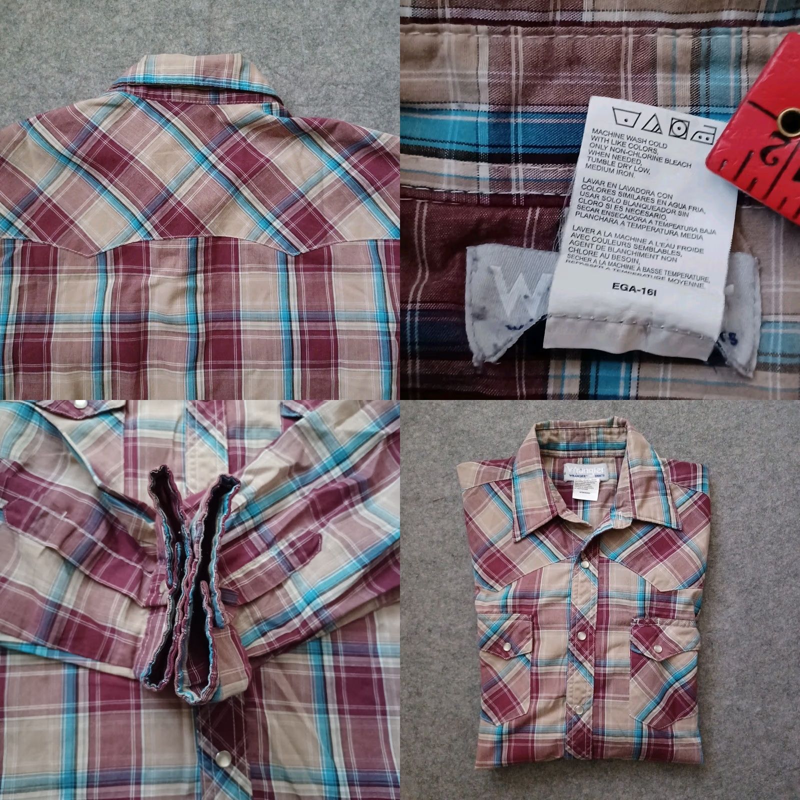 Wrangler VINTAGE Wrangler Shirt Mens M Plaid Pearl Snap Button Up Western Long Sleeve 90s Size US M / EU 48-50 / 2 - 9 Thumbnail