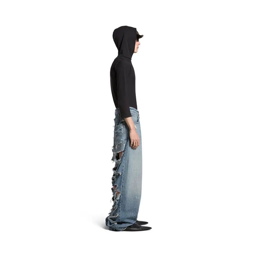 Balenciaga o1w1db10525 Super Destroyed Baggy Jeans Pant in Blue Size US 32 / EU 48 - 5 Thumbnail
