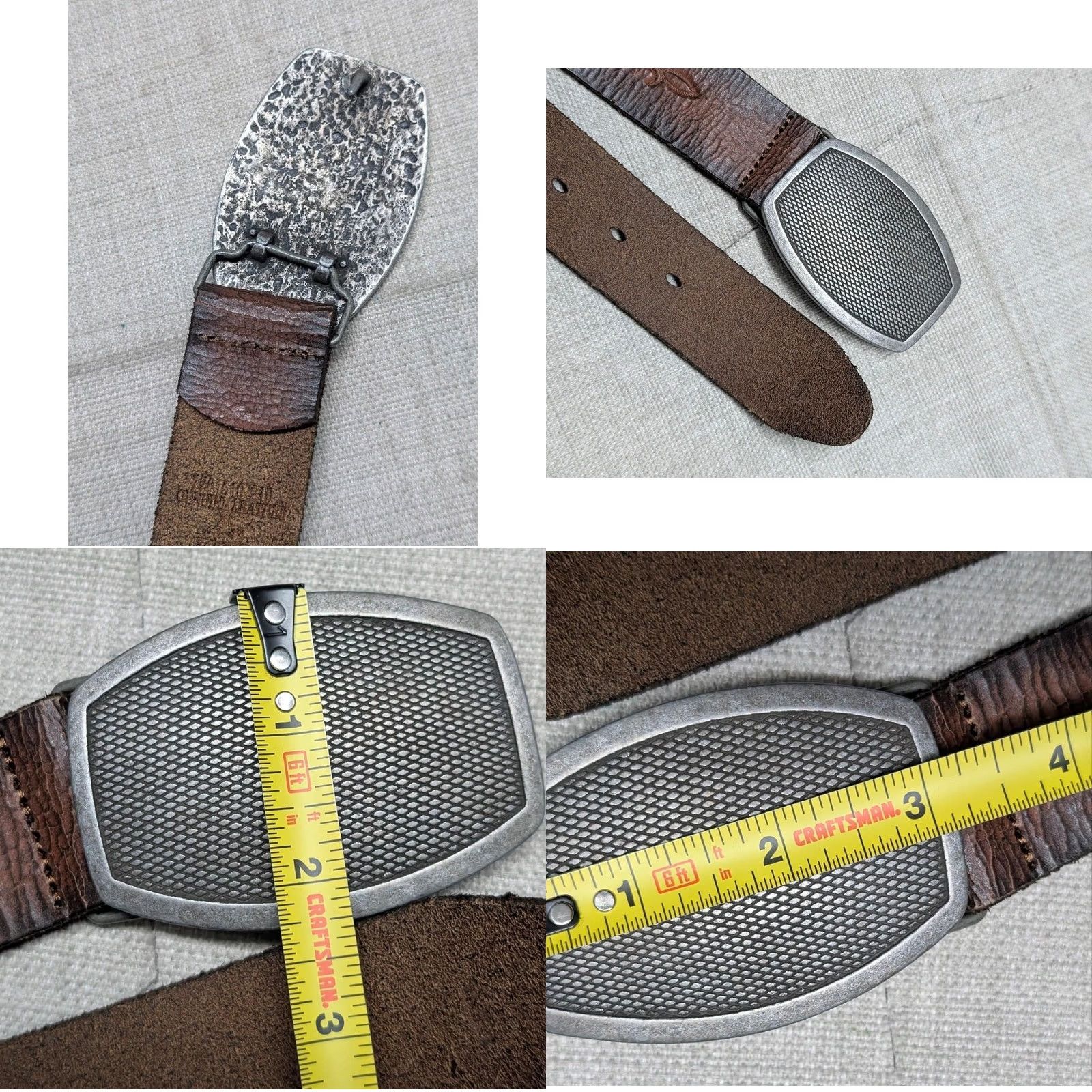 Vintage VINTAGE western belt Tooled brown leather 42 belt Mens Buckle patina rustic backstory Size 42 - 8 Thumbnail