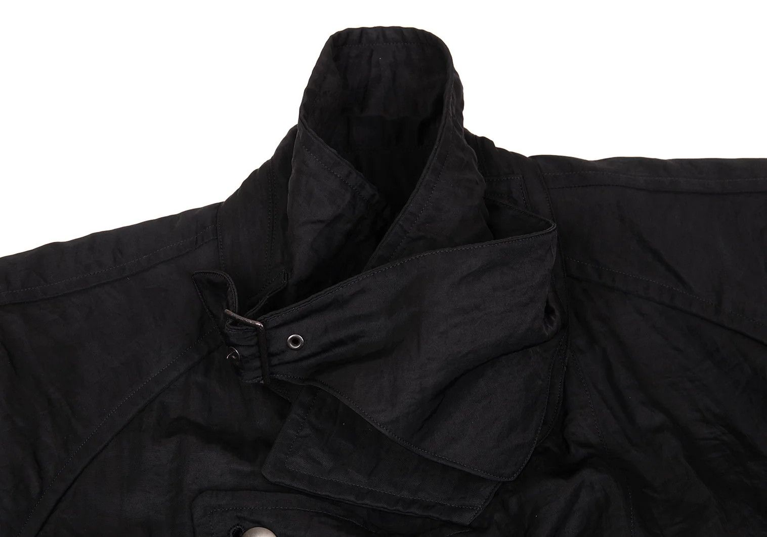 Issey Miyake Nylon Shirred Long Coat in Black, Size M Size US M / EU 48-50 / 2 - 4 Thumbnail