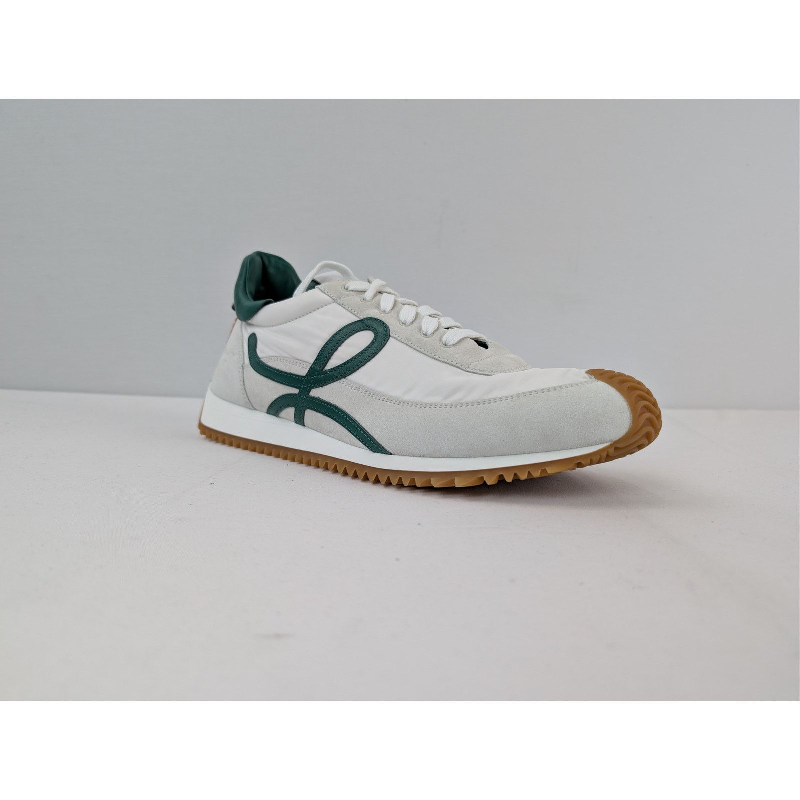 Loewe o1rshd1 Nylon Suede Flow Runner Sneakers in White/Dark Green Size US 10 / EU 43 - 2 Thumbnail
