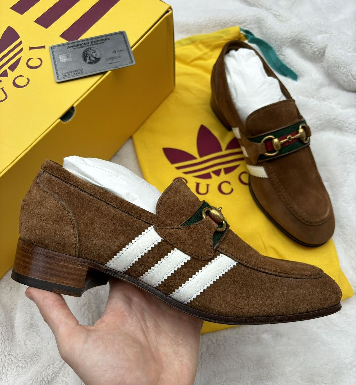 Gucci x Adidas Brown Suede Horsebit Loafer
