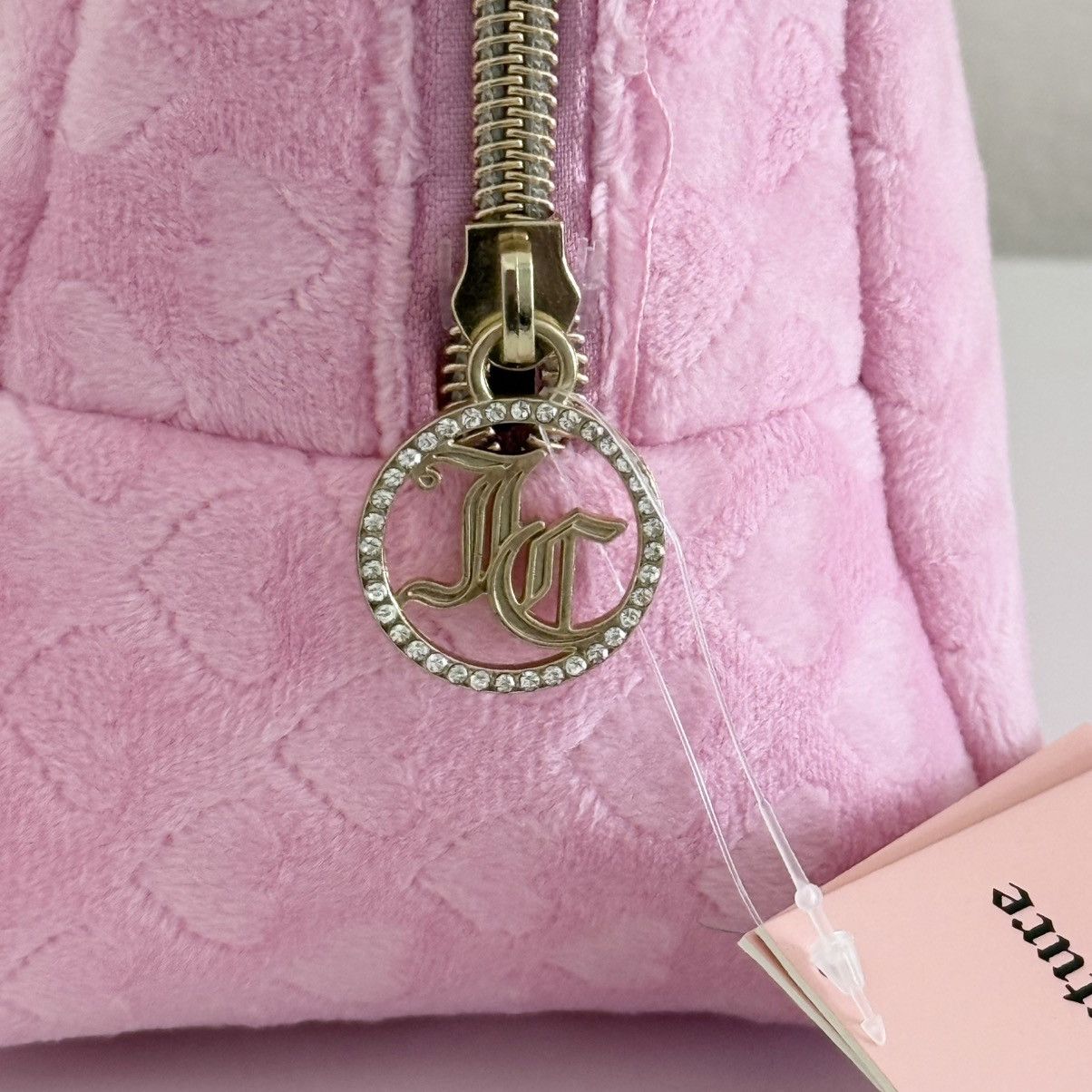 Juicy Couture Juicy Couture Baby Pink Velour Cosmetic Travel Bag Large Size ONE SIZE - 3 Thumbnail