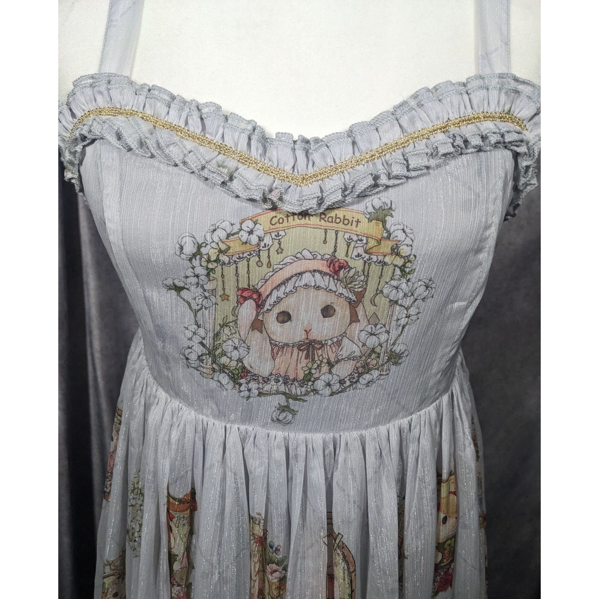 Other Vintage Whimsical Fantasy Cotton Rabbit Lolita Dress Size L / US 10 / IT 46 - 9 Thumbnail