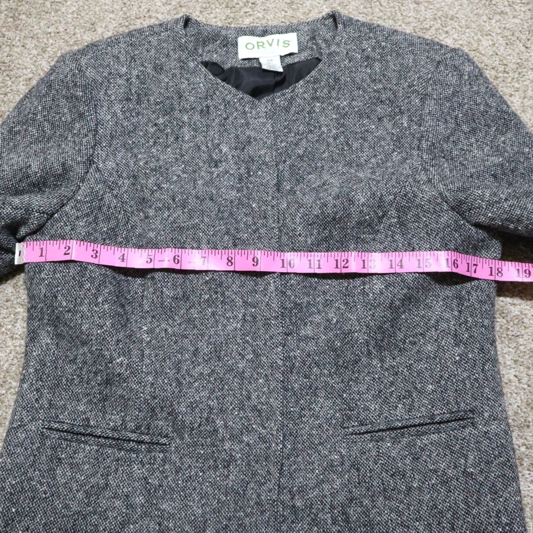 Orvis VINTAGE ORVIS 100% Wool Open Front Blazer Black/White Tweed Women’s Sz 12p Shirt Size XL / US 12-14 / IT 48-50 - 5 Thumbnail