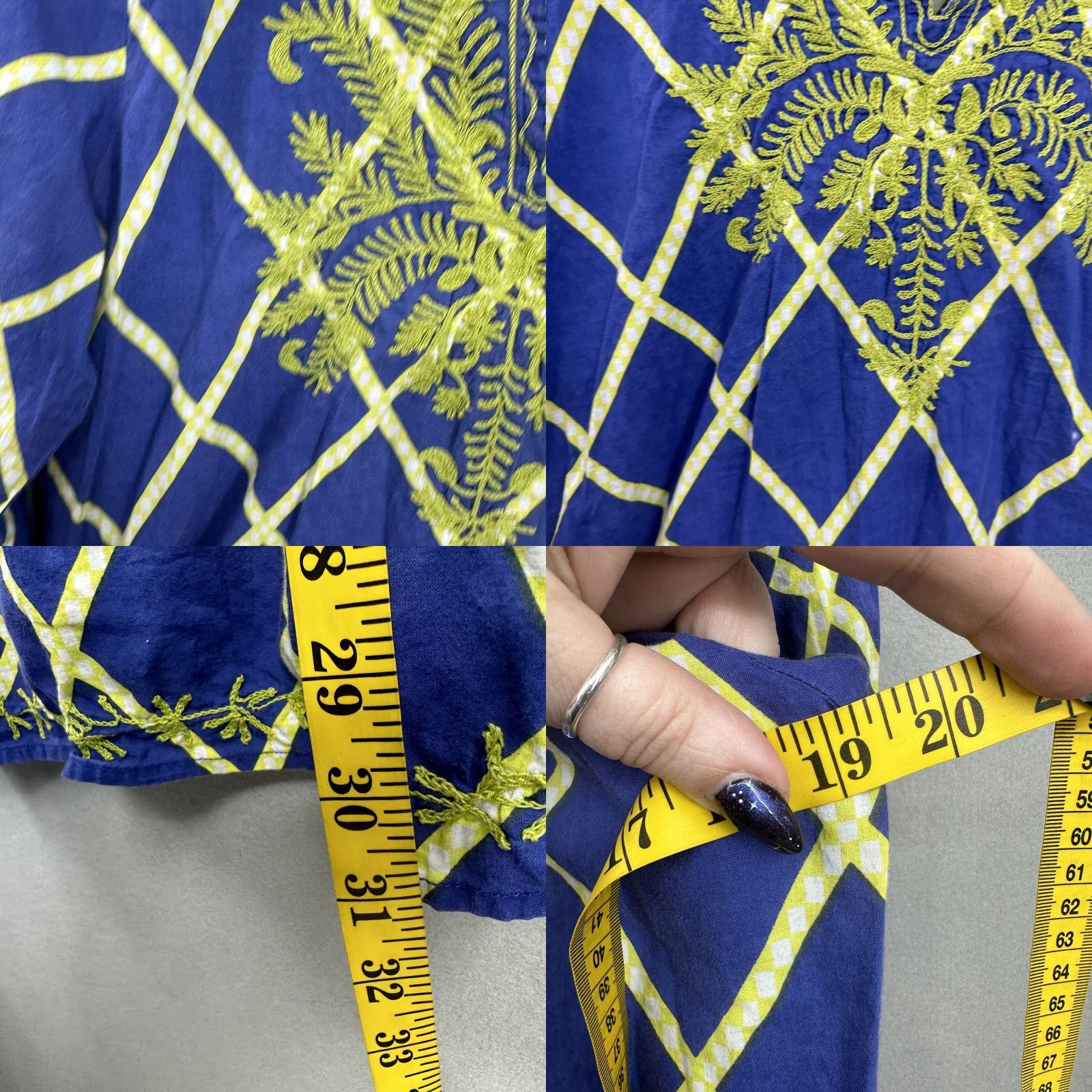 Vintage Roberta Roller Rabbit Blouse Womens S Blue Floral Quiet Luxury Peasant Tunic Shirt Womens S Blue Floral Peasant Tunic Size S / US 4 / IT 40 - 8 Thumbnail