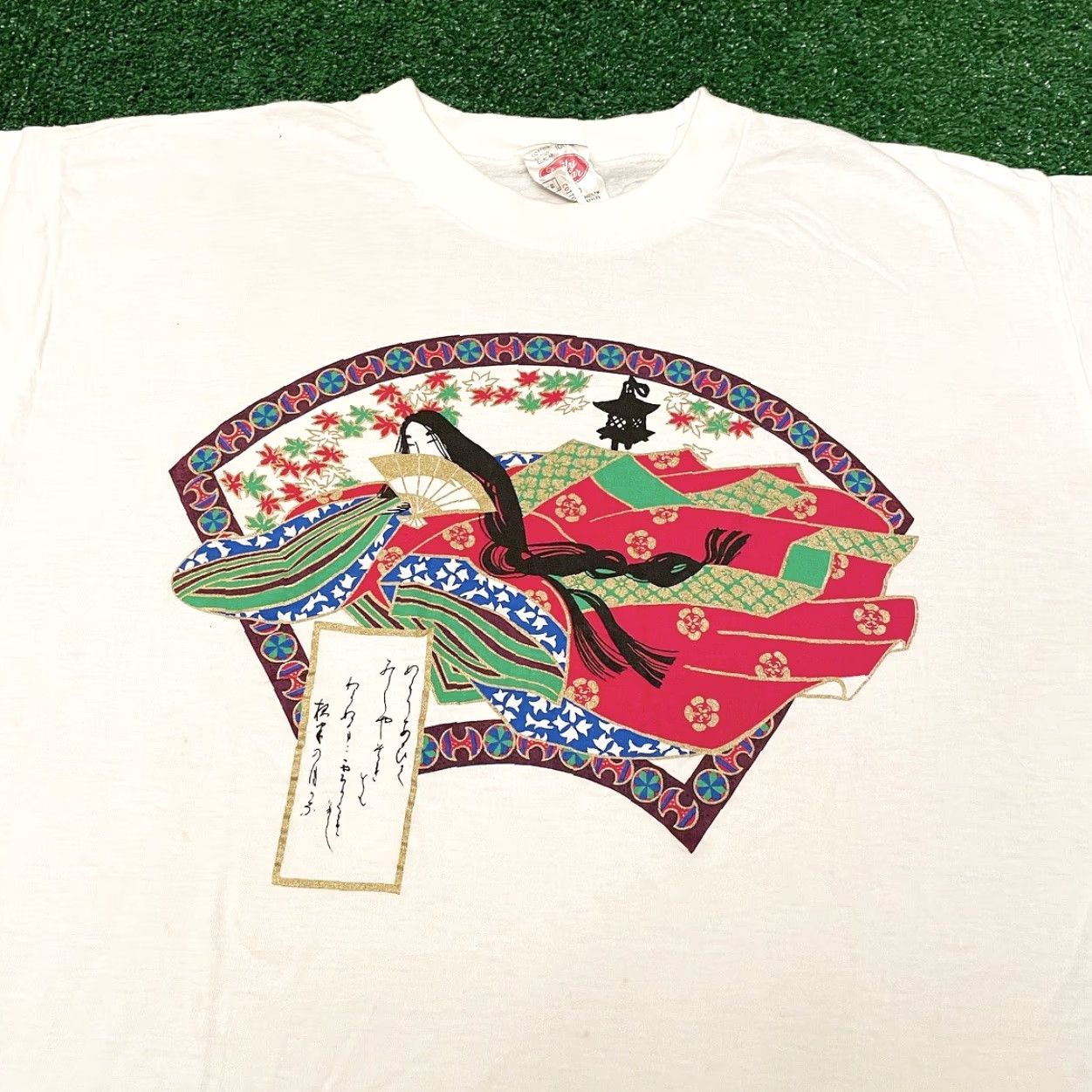 Vintage VINTAGE 80s 90s Asian Art Fan Lady Rare Tee Shirt Mens Size M White 90s Mens Tee Shirt VTG Vintage Shirt Size US M / EU 48-50 / 2 - 3 Thumbnail