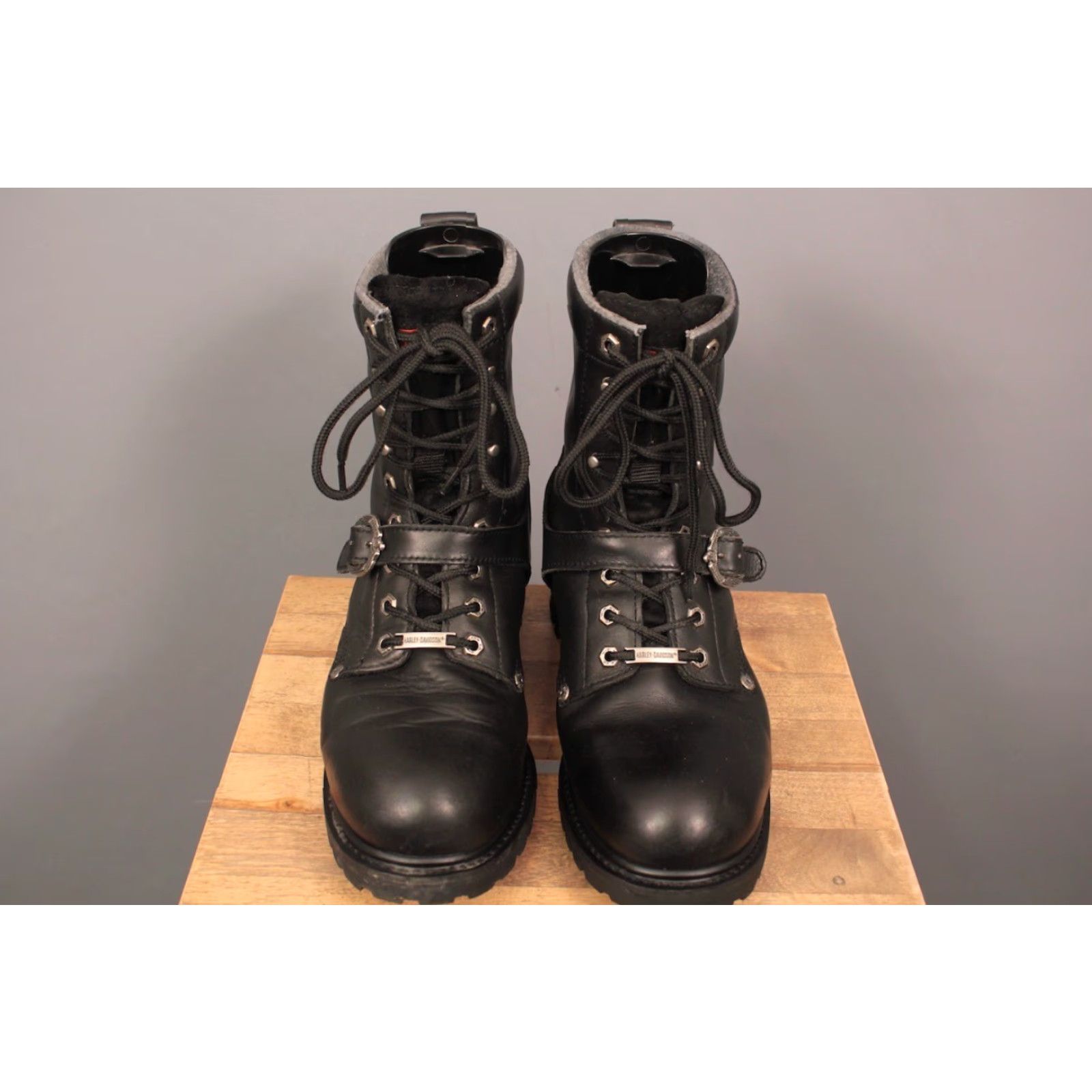 Harley Davidson Harley Davidson Boots Mens 1990s Biker Leather Black Sz 11 Motorcycle 90s Vintage Condition Excellent Size US 11 / EU 44 - 2 Thumbnail