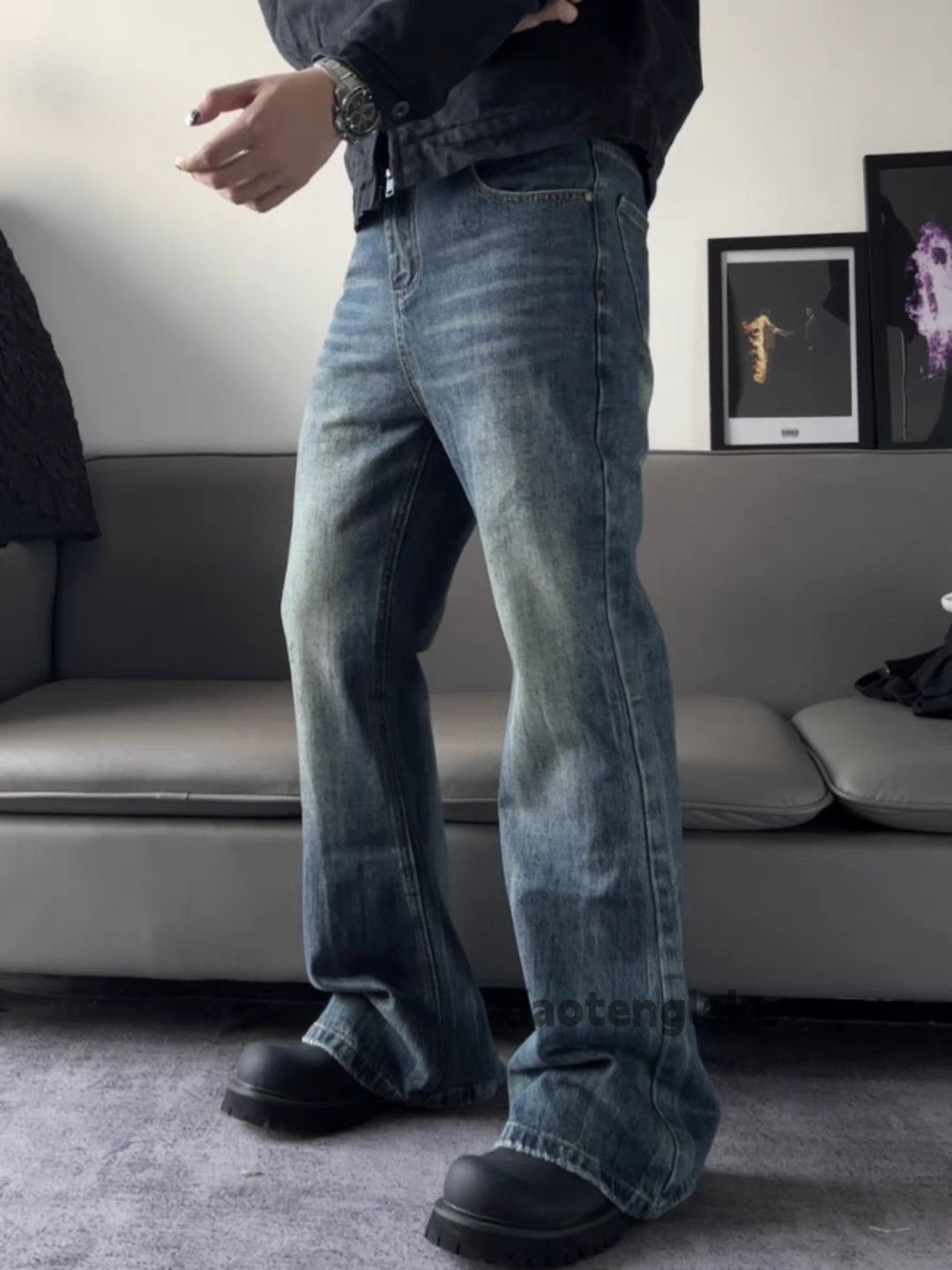 Jean × Vintage washed faded cleanfit yuppie y2k flared jeans Size US 33 - 3 Thumbnail