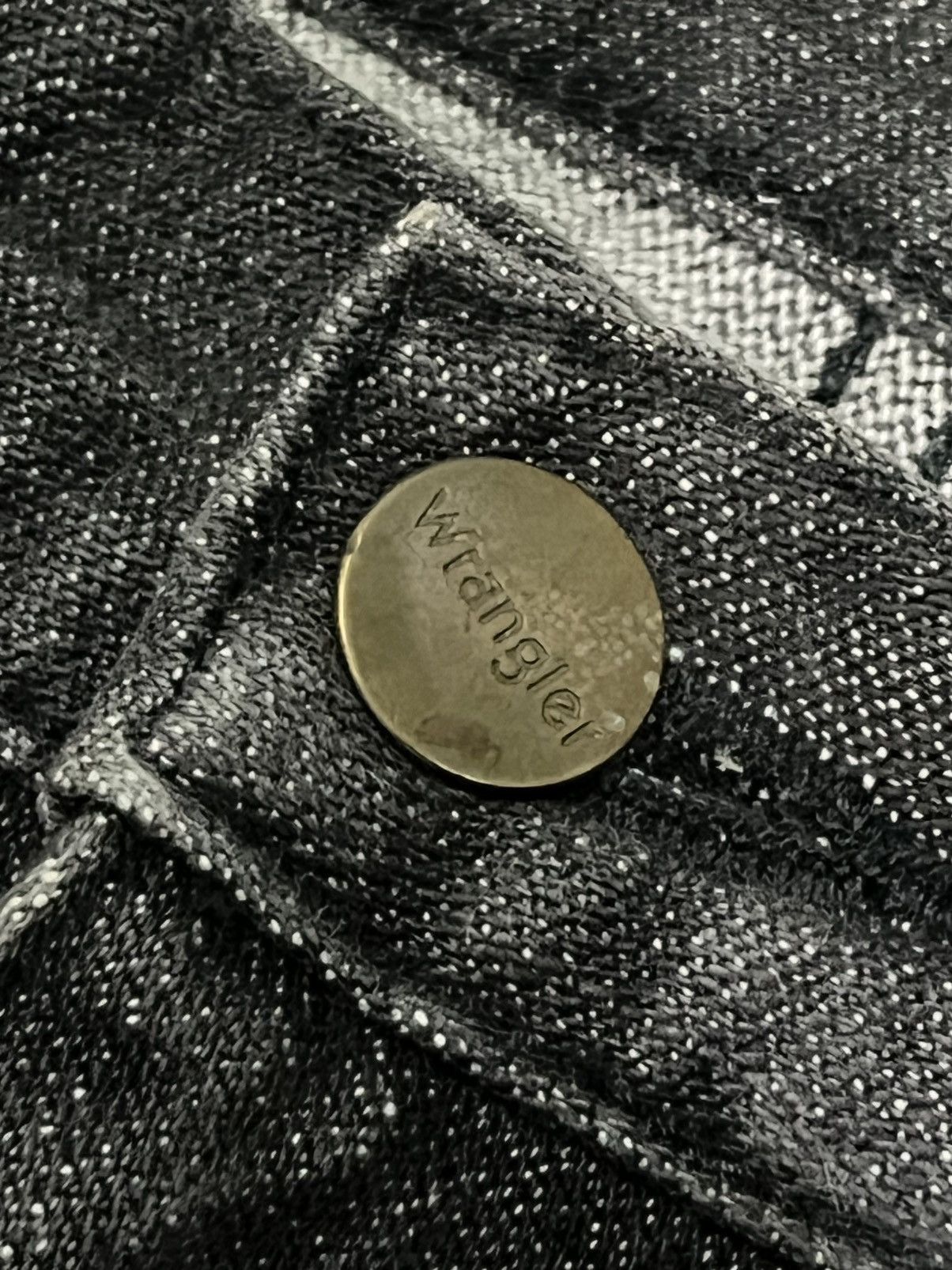 Tornado Mart Vintage Wrangler Black Washed Frayed Leg Flare Jeans Size US 33 - 5 Thumbnail