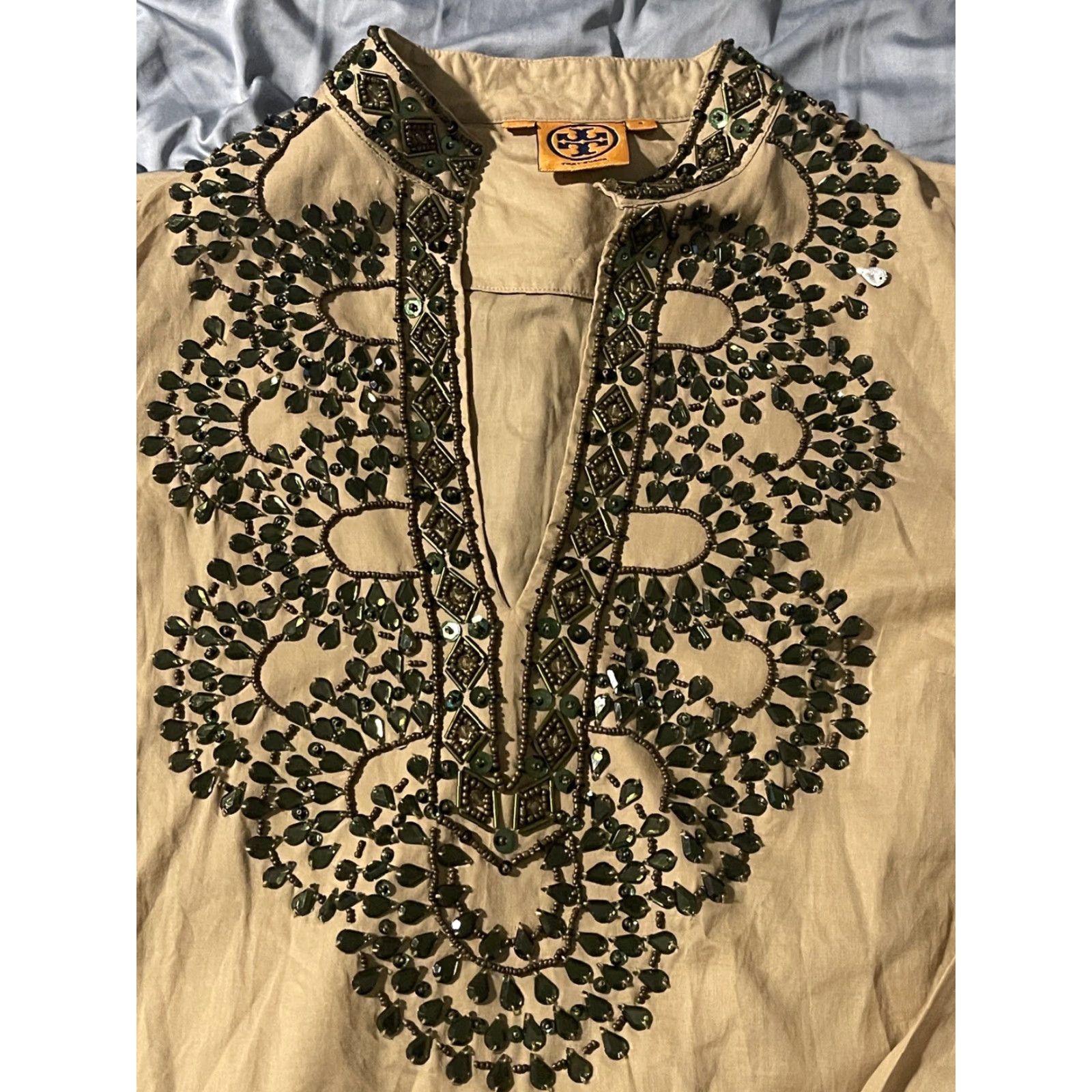 Tory Burch TORY BURCH Brown Caftan dress With Embellishments Sz 6 Size M / US 6-8 / IT 42-44 - 2 Thumbnail