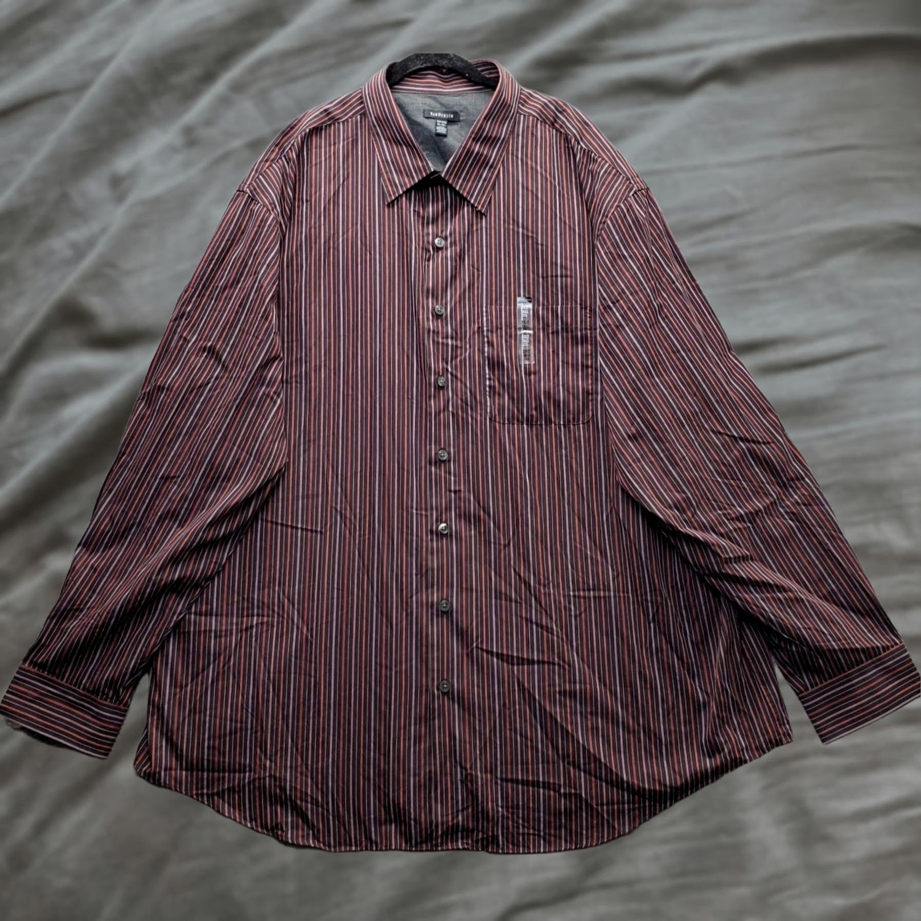 Van Heusen Van Heusen Mens Dress Shirt 3XLT Multicolor Striped Long Sleeve Collared Button-Up Shirt Size 48R - 1 Thumbnail