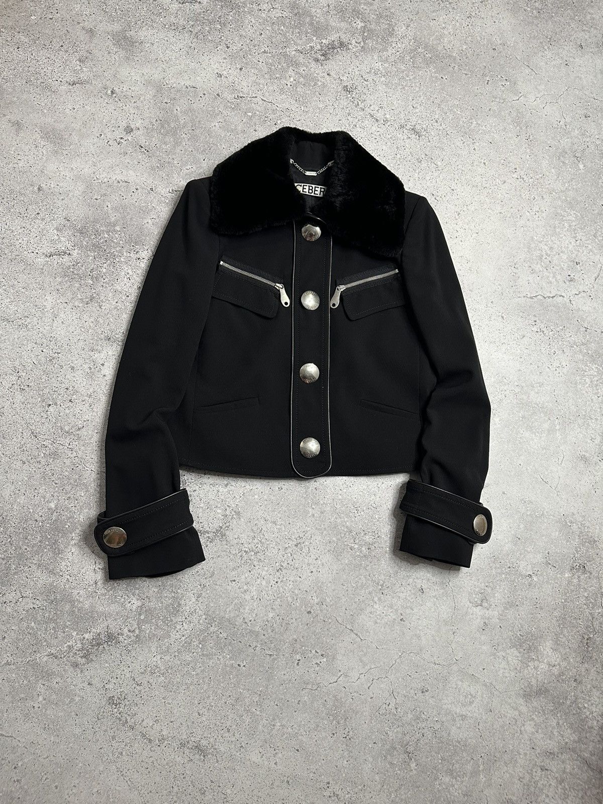 Iceberg Rare Y2K Iceberg By Gilmar Wool Jacket With A Fur Collar Size S / US 4 / IT 40 - 1 Thumbnail