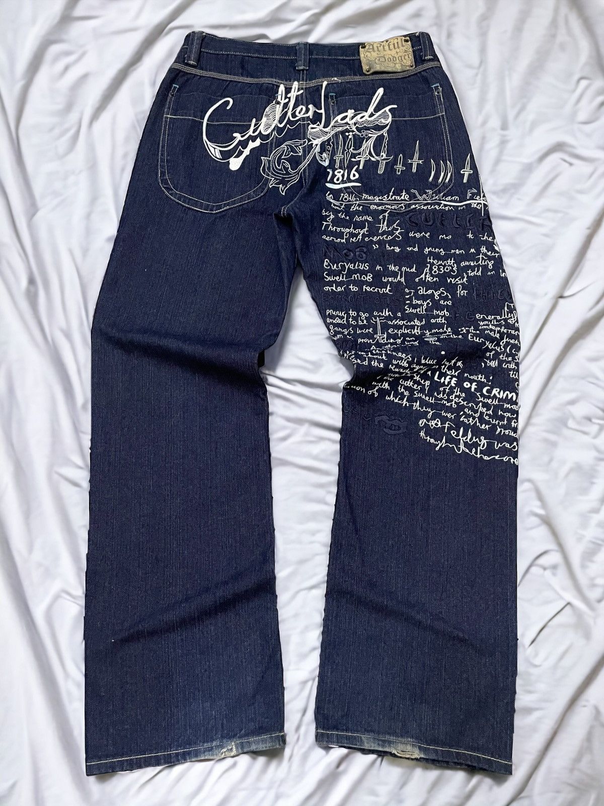 Artful Dodger Artful Dodger Jesse Pinkman Embroidered Poems Baggy Jeans