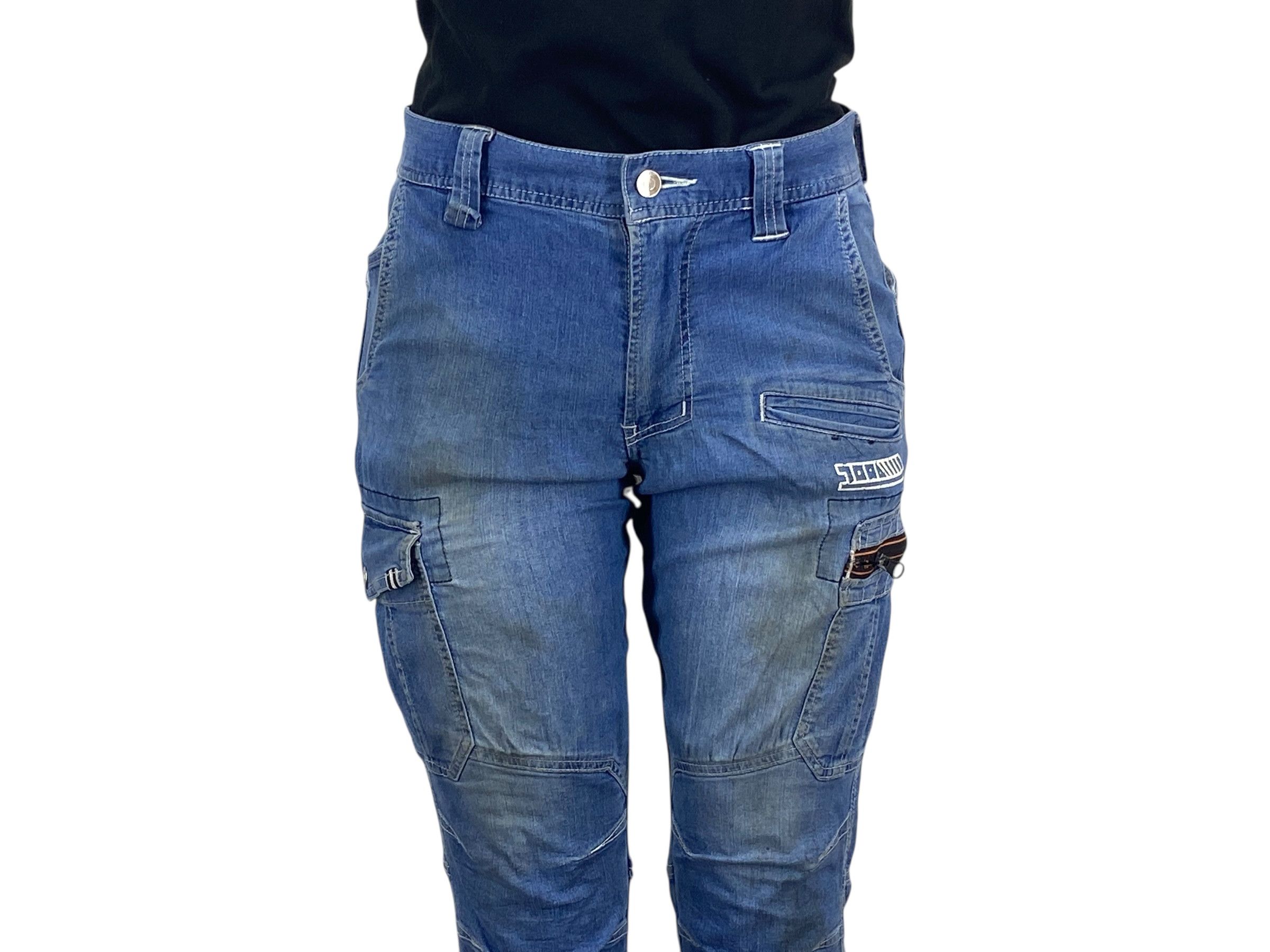 Japanese Brand Tora Cargo Jeans Multipocket Jeans Bondage Jeans Size 29" - 3 Thumbnail