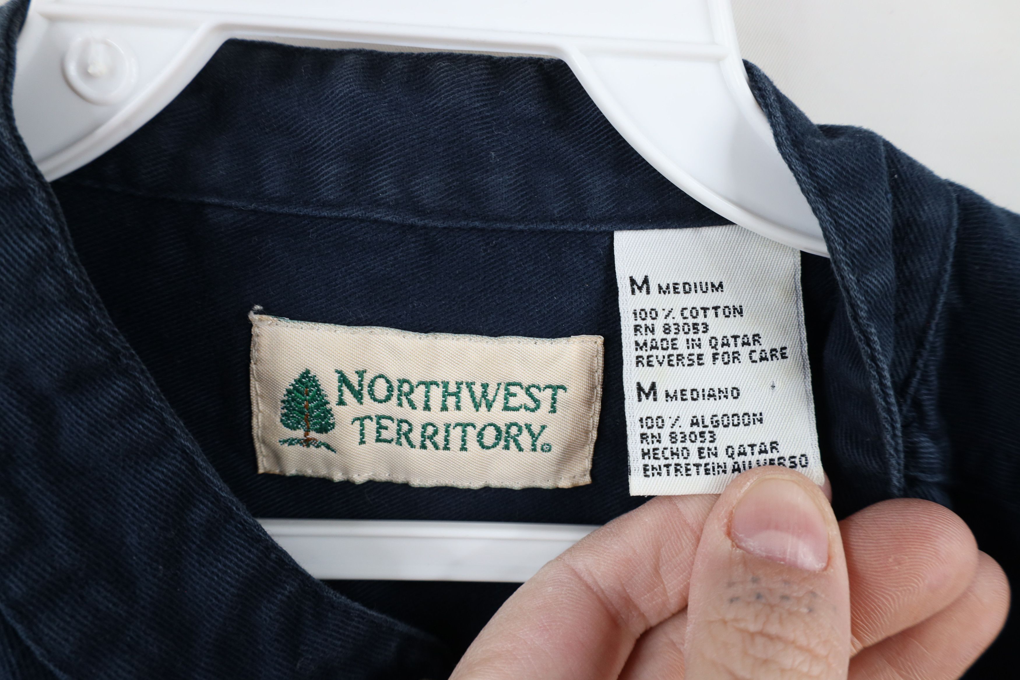 Vintage Vintage 90s Streetwear Band Collar Button Shirt Navy Blue Size US M / EU 48-50 / 2 - 8 Thumbnail