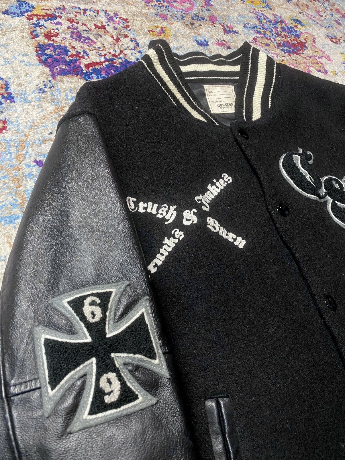 Japanese Brand Vintage 90s Crush & Burn Full Grain Leather Bomber Jackets Size US L / EU 52-54 / 3 - 7 Thumbnail