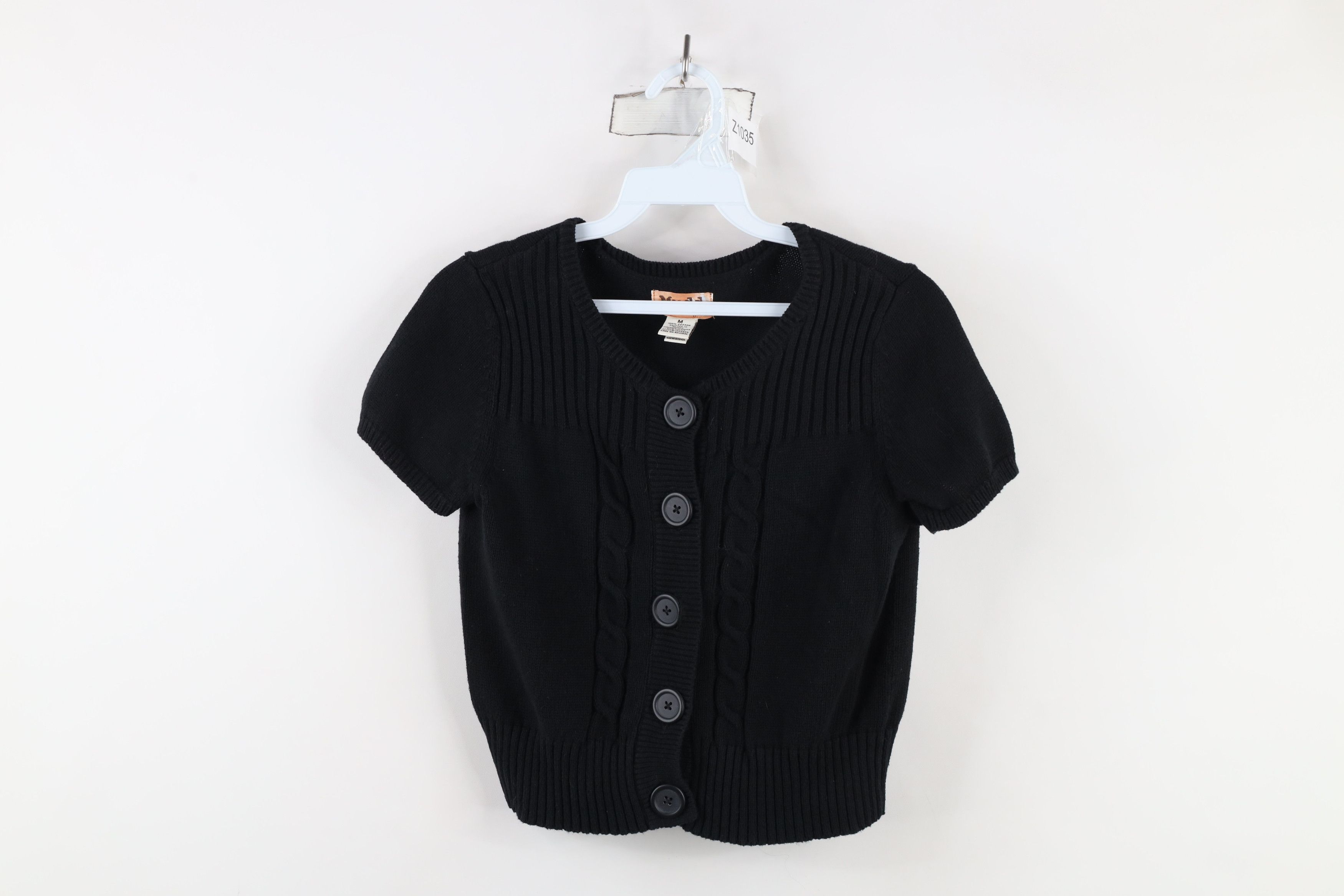Vintage Vintage Y2K Babydoll Mudd Cable Knit Cardigan Sweater Black Size M / US 6-8 / IT 42-44 - 1 Thumbnail
