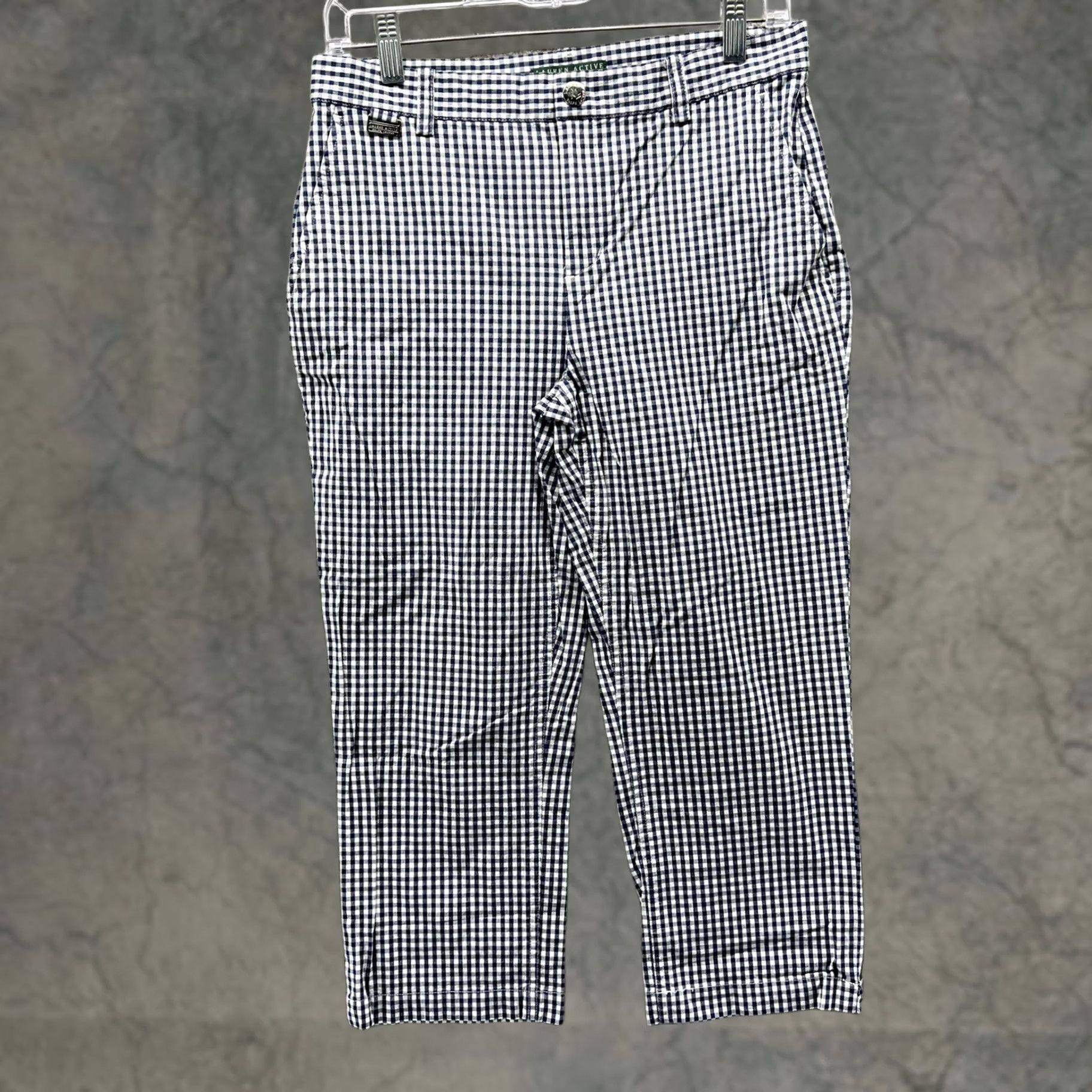 Ralph Lauren Lauren Active Ralph Lauren Pants Womens 4 Capri Blue Check Stretch Casual Size 27" / US 4 / IT 40 - 1 Thumbnail