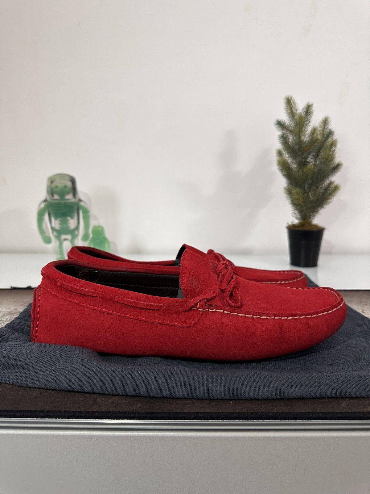 Carolina Herrera Red Suede Mocasines Size US 11.5 / EU 44-45 - 5 Thumbnail