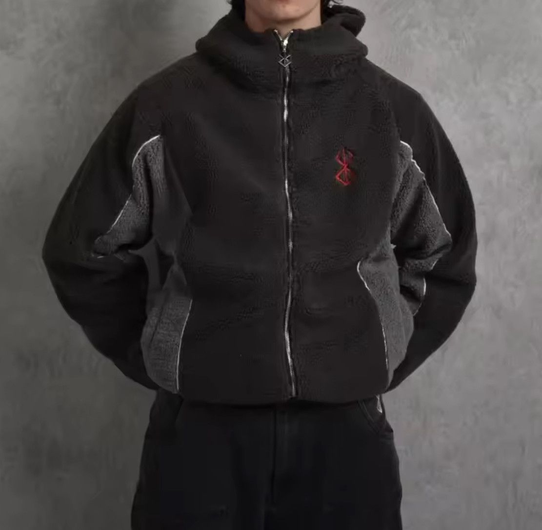 Other Y2K Fleece Jacket Embroidered Berserk Anime Zipper Hoodies Size US L / EU 52-54 / 3 - 3 Thumbnail