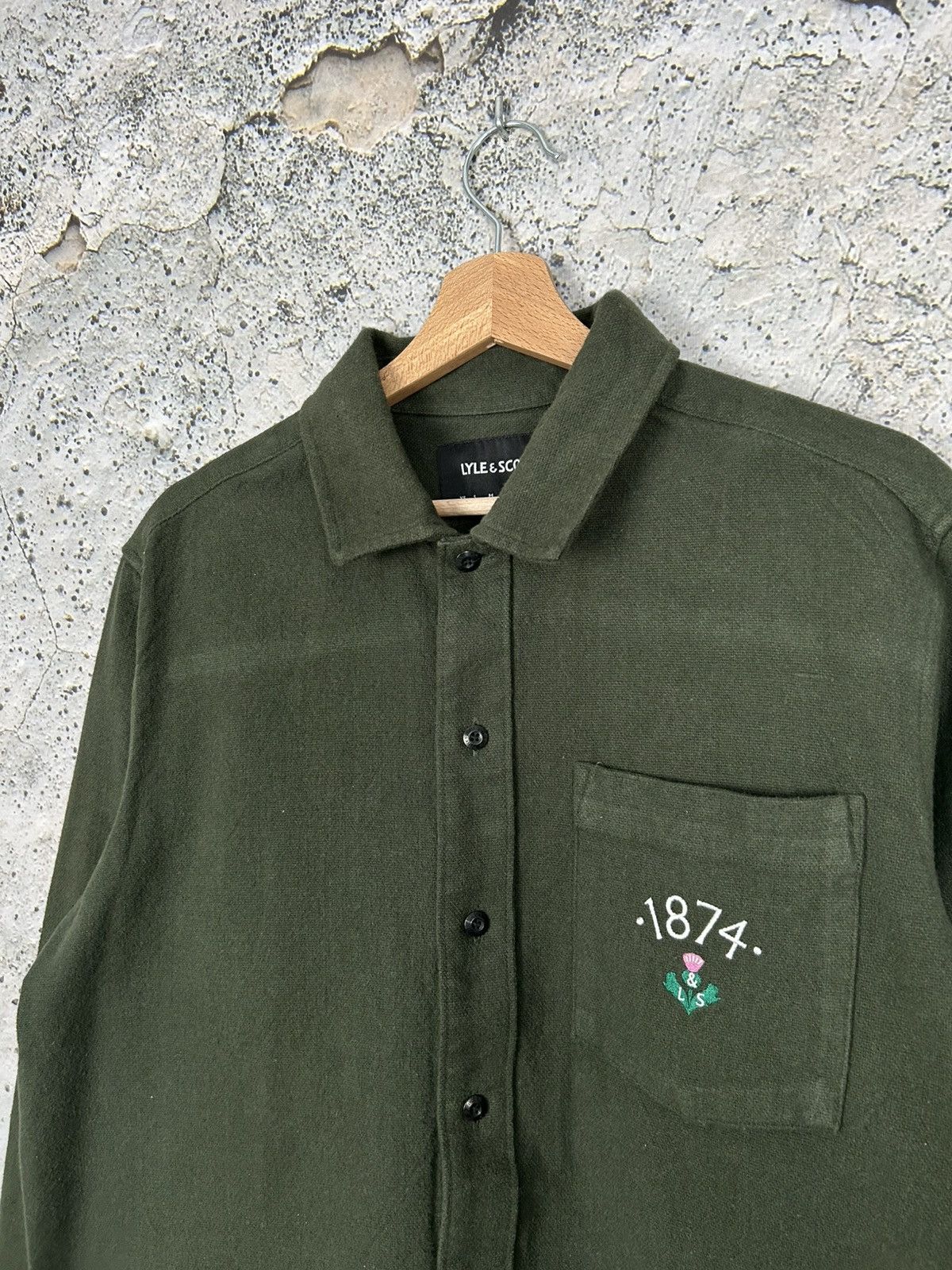 Lyle & Scott Lyle & Scott Green Khaki Shirt Basic Streetwear Size US M / EU 48-50 / 2 - 2 Thumbnail