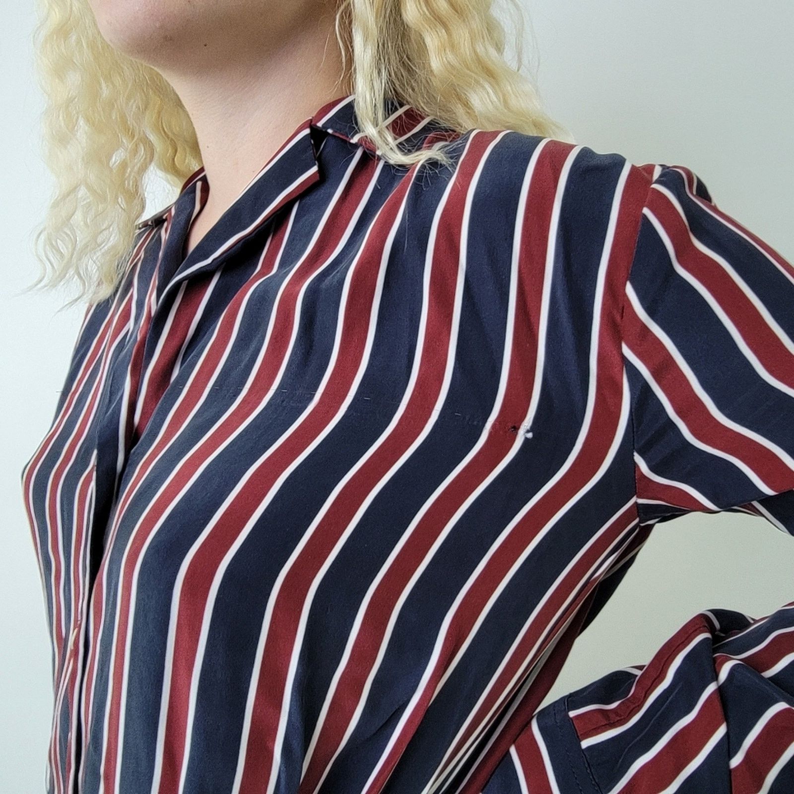 Frame Frame Silk Striped Button Down Long Sleeve Shirt - S Size S / US 4 / IT 40 - 4 Thumbnail