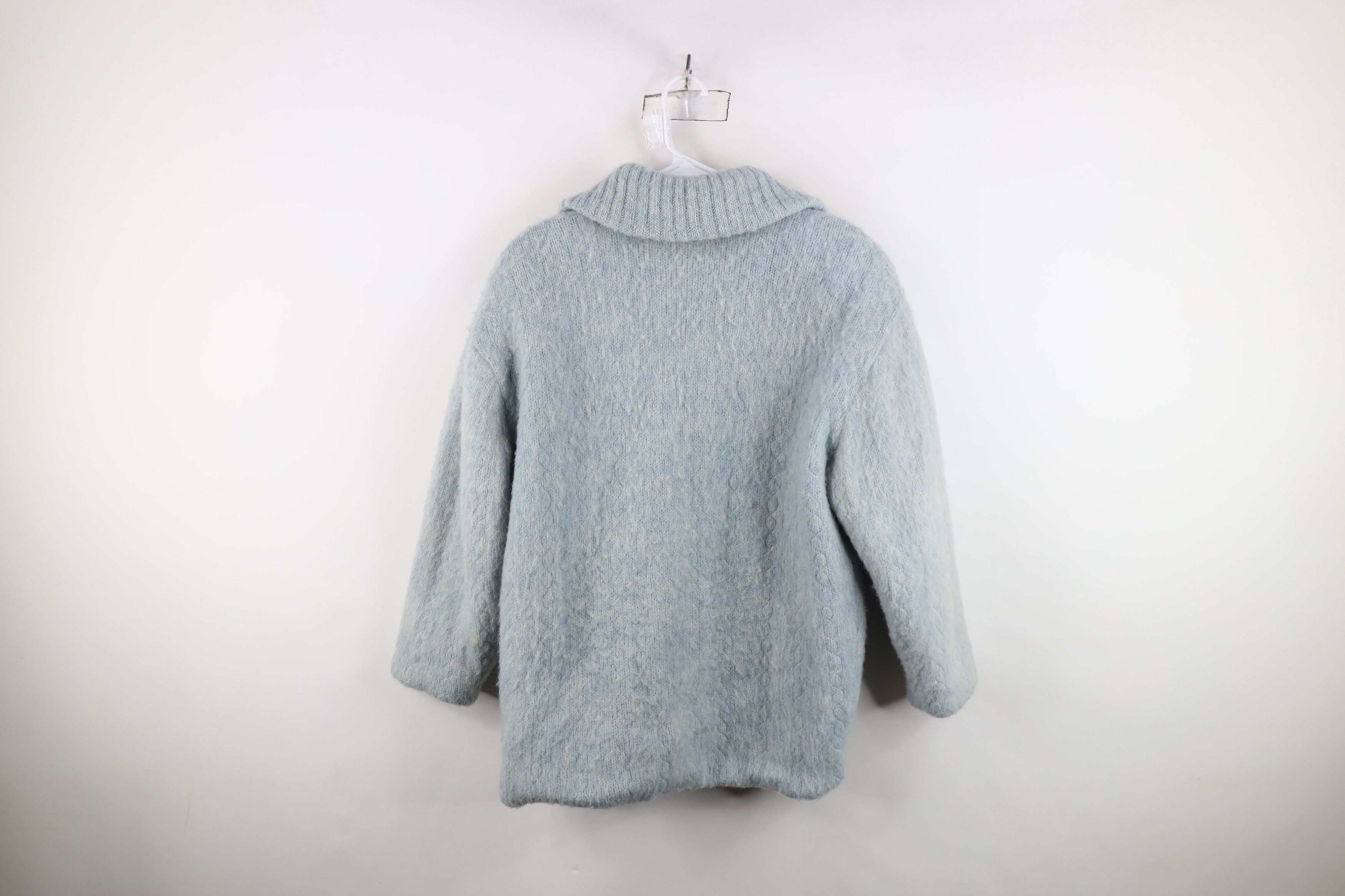 Vintage Vintage 60s 70s Streetwear Wool Full Zip Jacket Light Blue Size S / US 4 / IT 40 - 11 Thumbnail