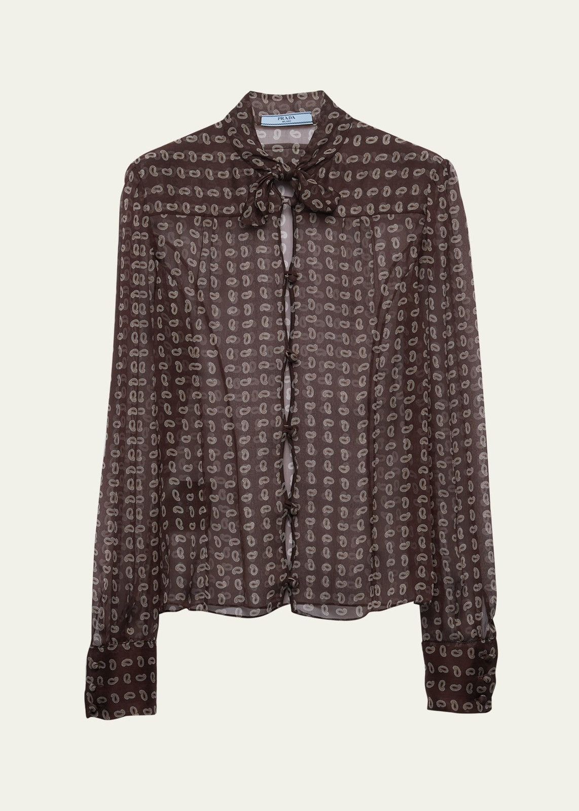 Prada Prada Paisley Print Silk Chiffon Sheer Blouse Brown Size 44 Size S / US 4 / IT 40 - 7 Thumbnail