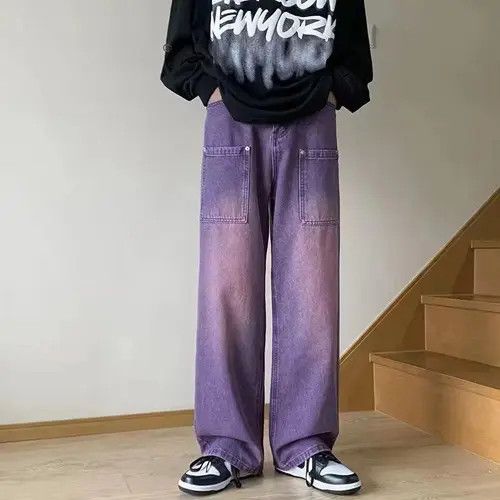 image of Street Vintage Distressed Washed Purple Jeans, Men's (Size 32)