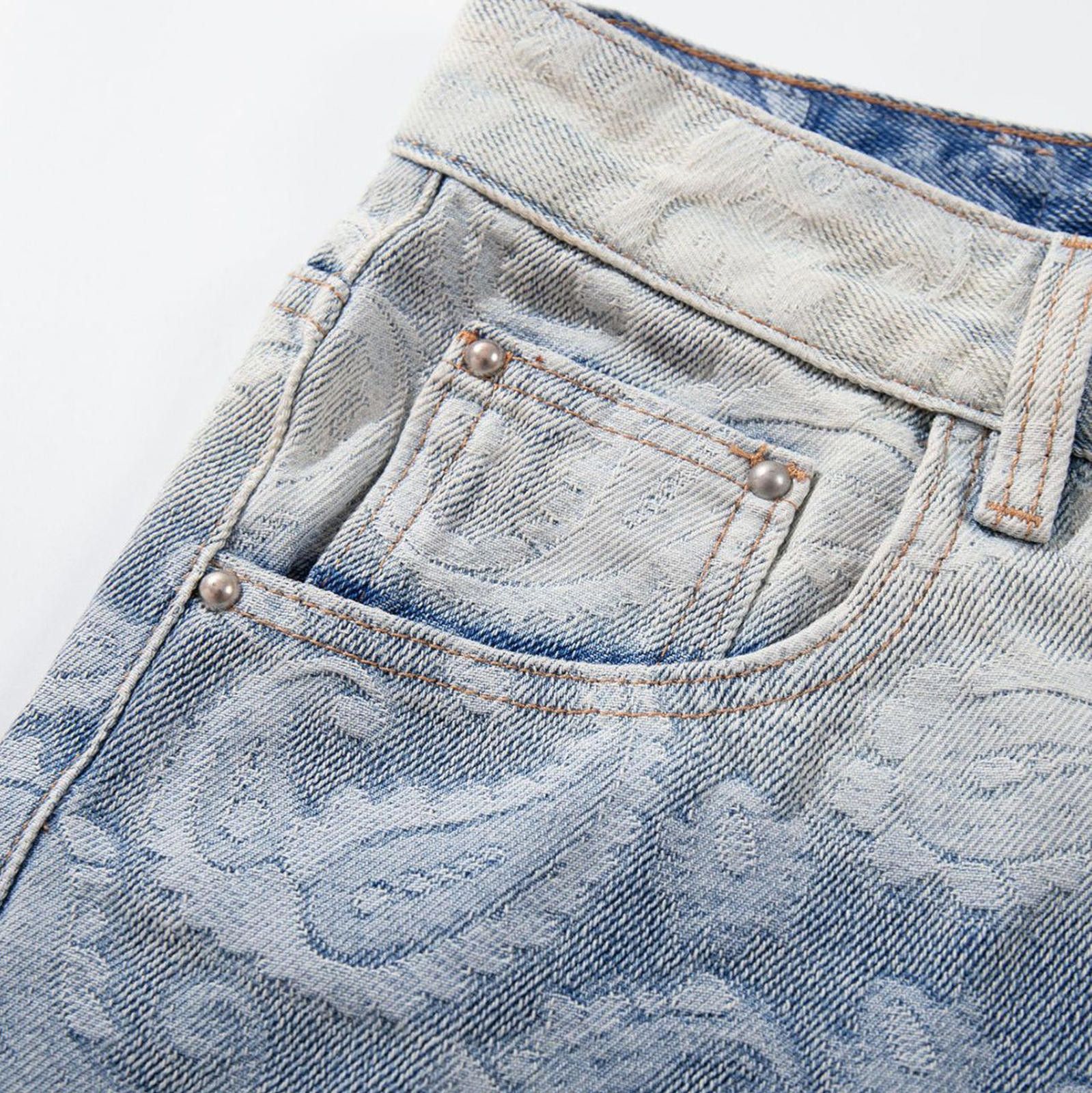 Jean Paisley Graphic Jacquard-Design Denim Jeans Size US 32 / EU 48 - 2 Thumbnail