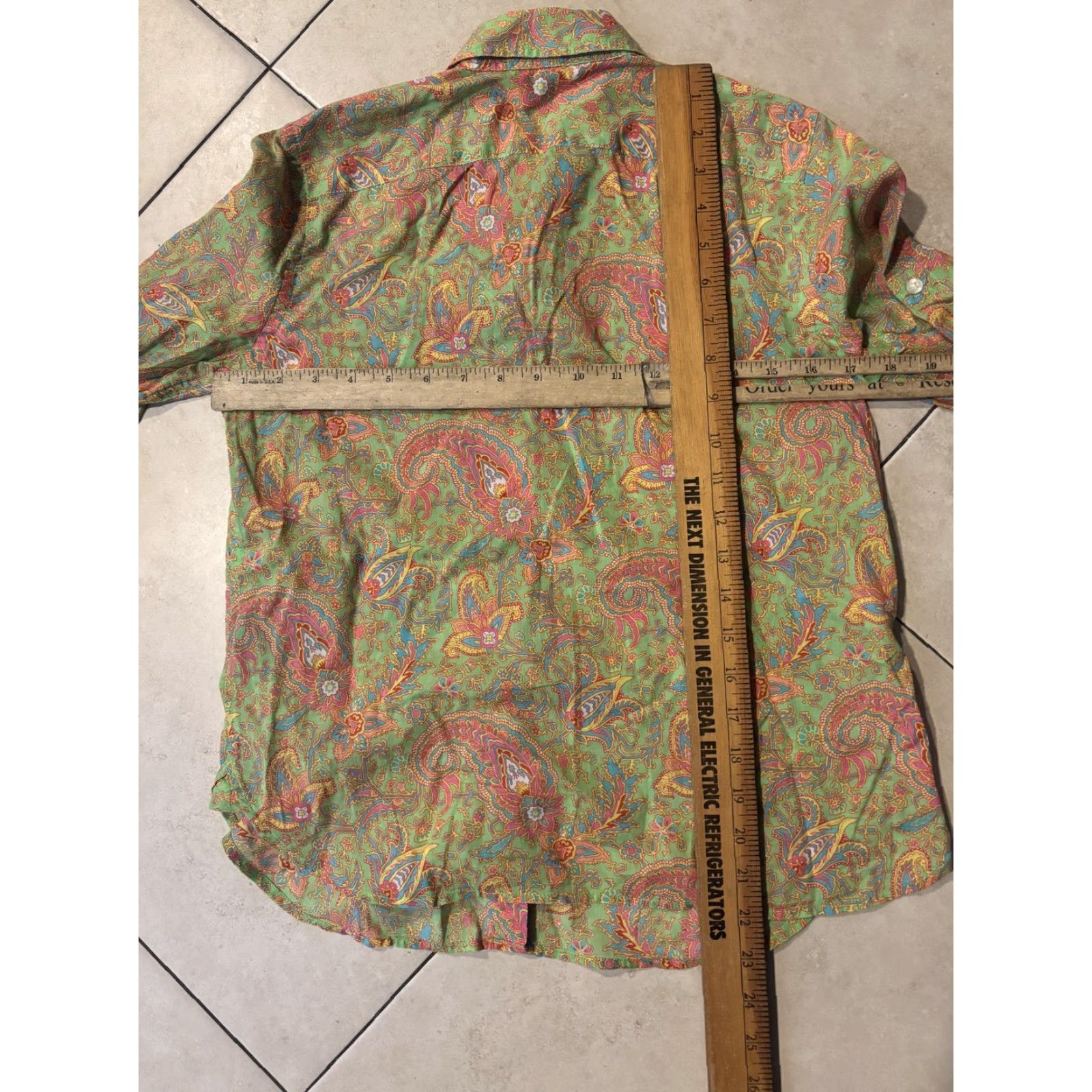 Ralph Lauren Lauren Ralph Lauren Shirt Womens Petite XS Green Paisley Button Long Sleeve Size XS / US 0-2 / IT 36-38 - 5 Thumbnail