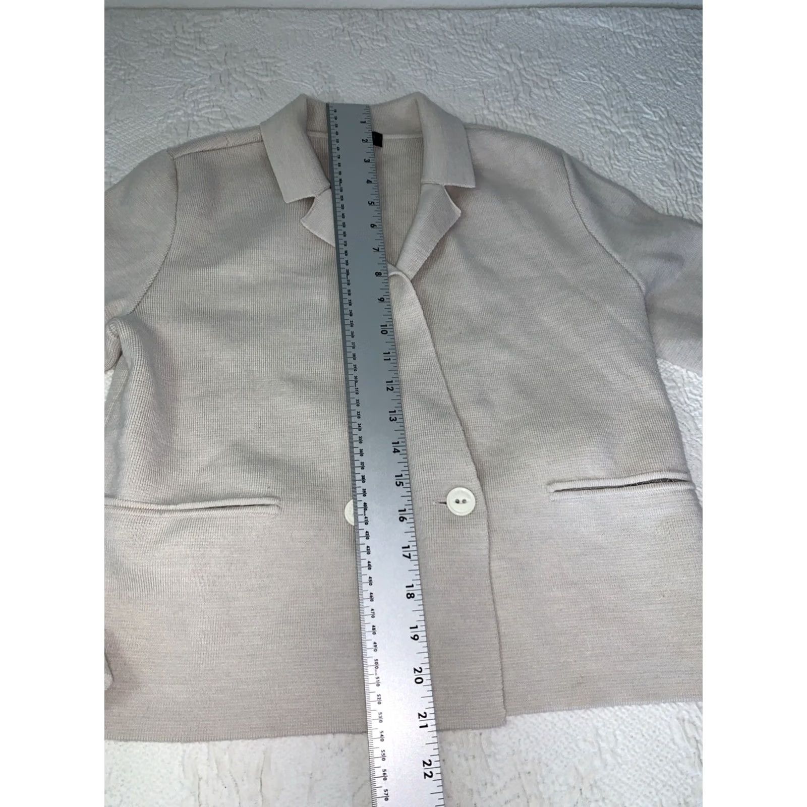 Rag & Bone rag & bone Ivory Knit Blazer Jacket Double Breasted Cropped Sz Small Merino Wool Blend Size S / US 4 / IT 40 - 6 Thumbnail