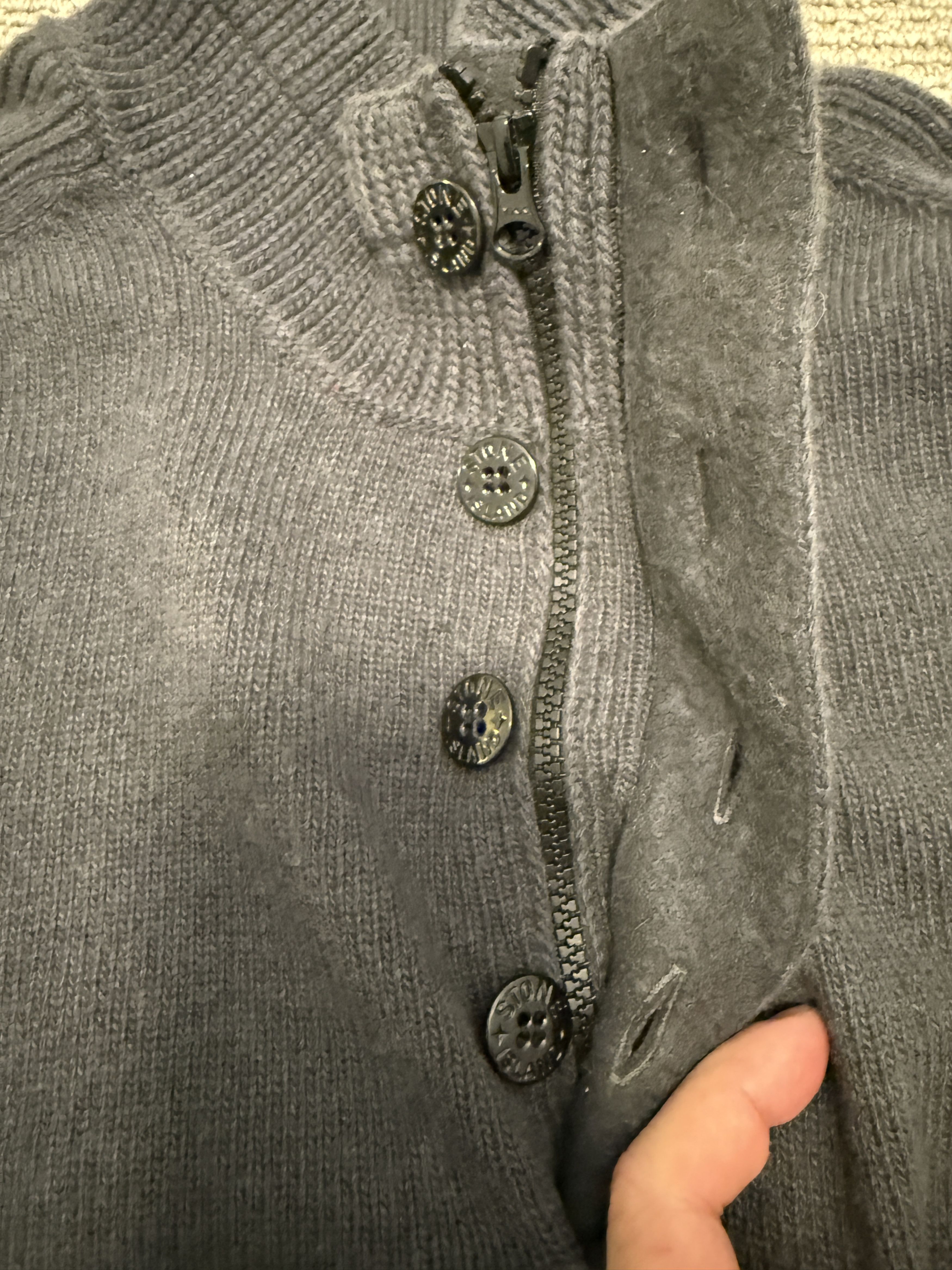 Stone Island Stone Island Half Zip & Button Knit Sweater XL Grey Size US XL / EU 56 / 4 - 4 Thumbnail