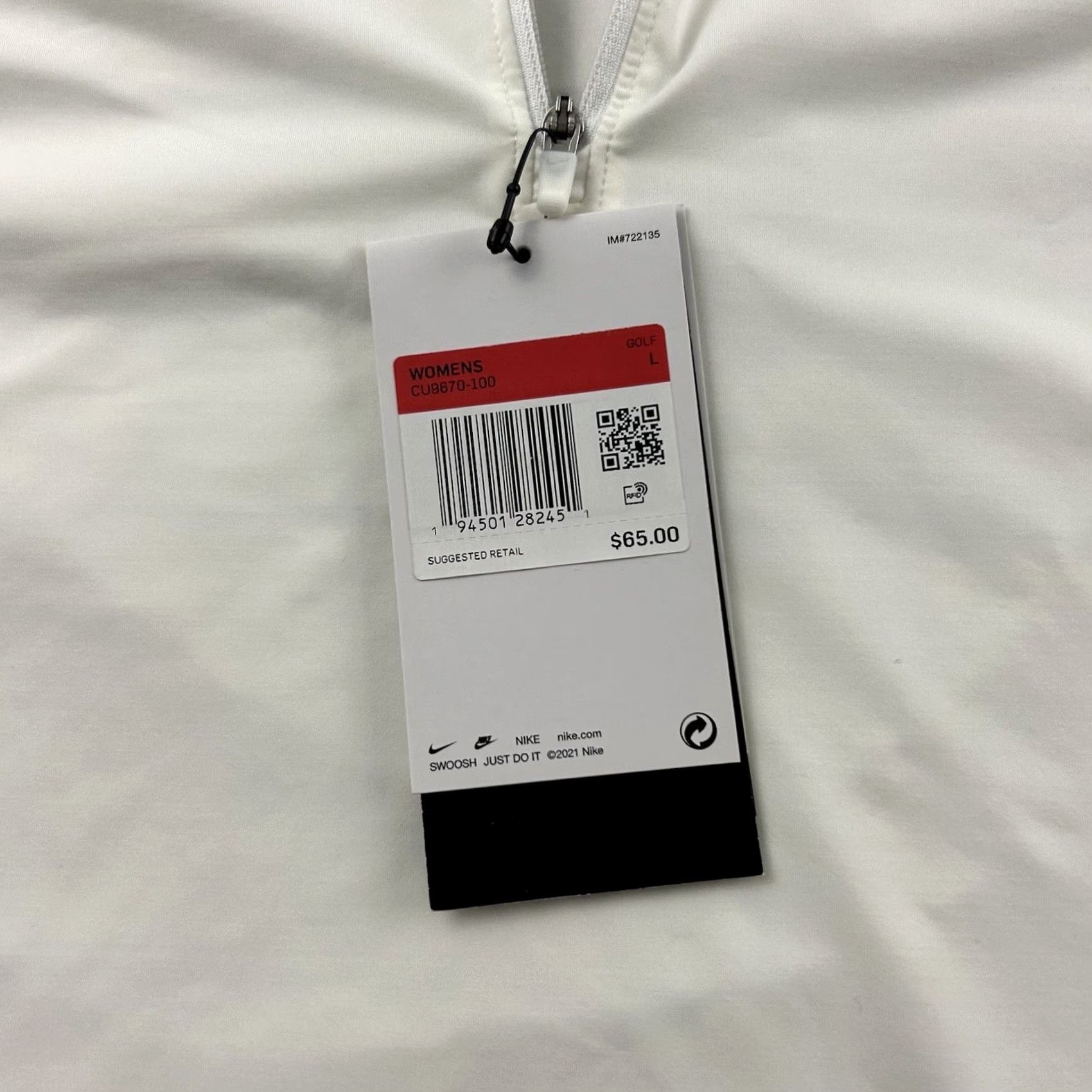 Nike Nike Dri-Fit Slim Pullover Jacket Women's Large White Golf Shirt Size L / US 10 / IT 46 - 2 Thumbnail