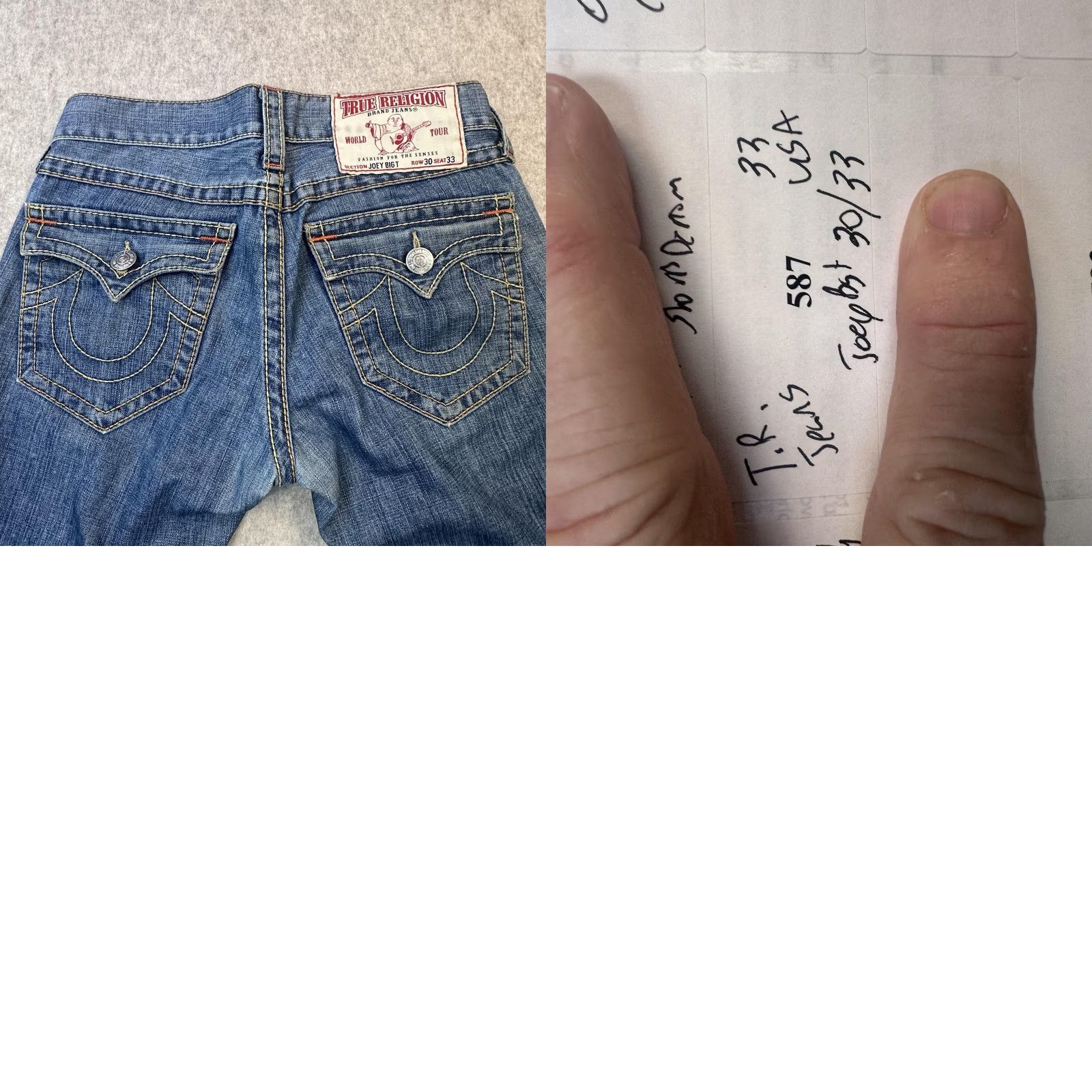 True Religion True Religion Jeans Mens Bootcut 34x33 Blue Joey Big T Denim Jeans White? (Note: Ensure only words from original title) Size US 30 / EU 46 - 10 Thumbnail
