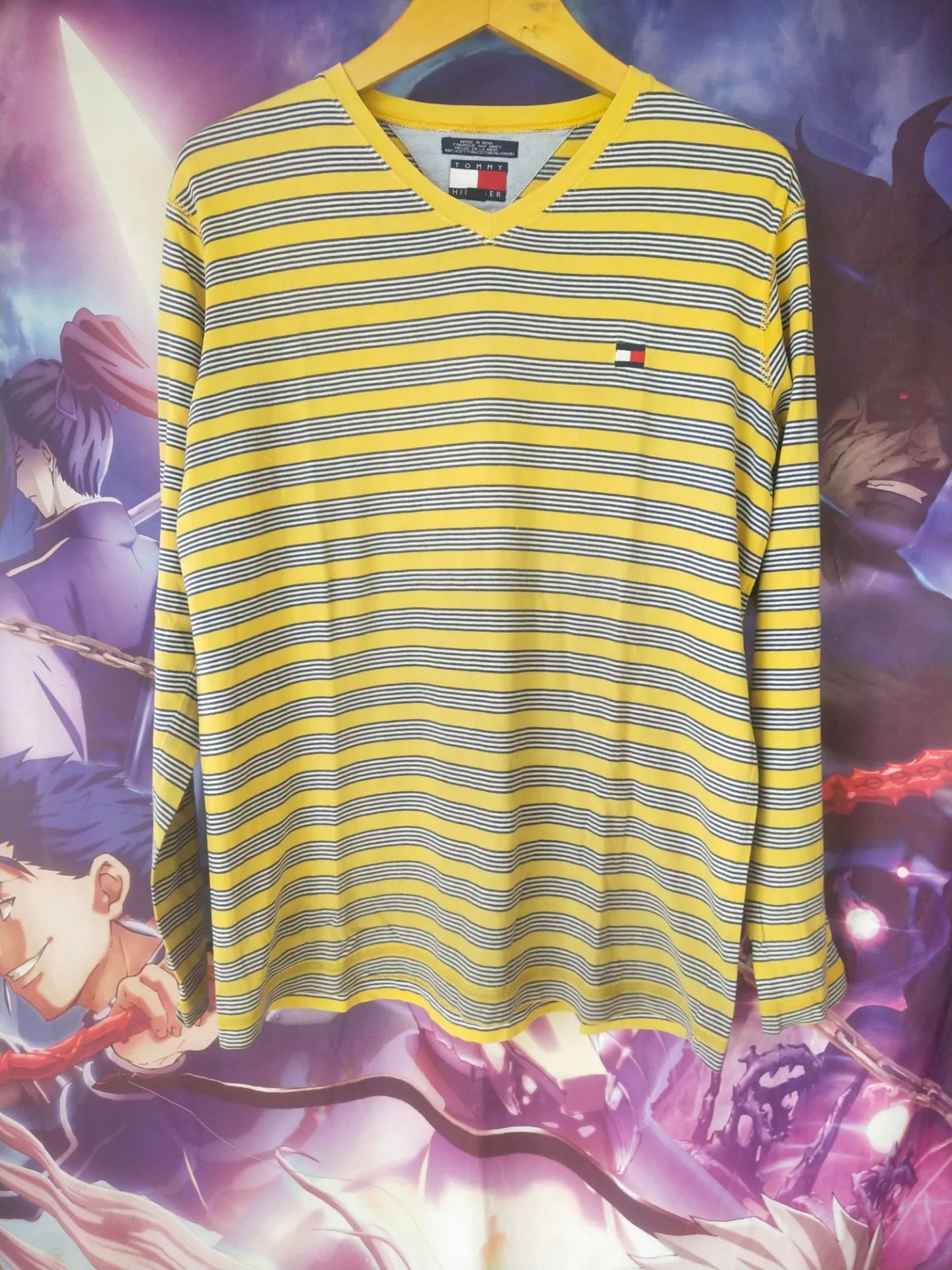 Tommy Hilfiger Vintage Tommy Hilfiger Yellow Striped Longsleeve Size US M / EU 48-50 / 2 - 1 Thumbnail