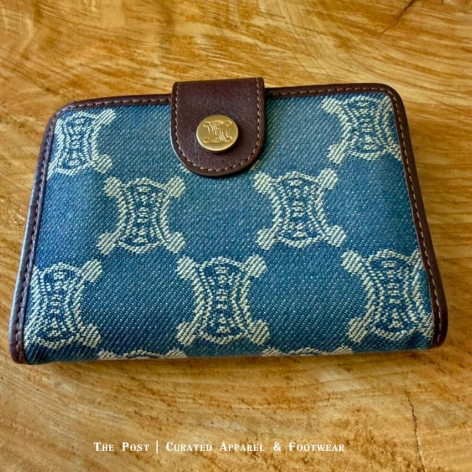 Celine Celine 🏷️ Macadam Denim & Leather French Wallet (Unisex) Size ONE SIZE - 3 Thumbnail